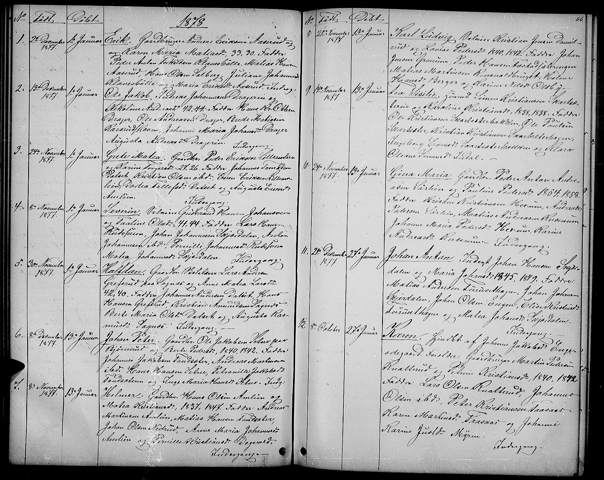 Vestre Toten prestekontor, SAH/PREST-108/H/Ha/Hab/L0006: Parish register (copy) no. 6, 1870-1887, p. 66