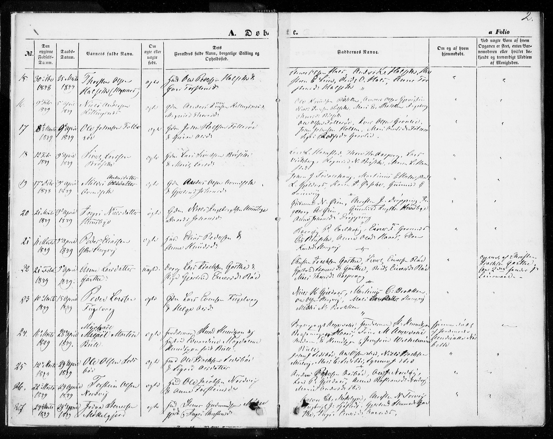 Ministerialprotokoller, klokkerbøker og fødselsregistre - Møre og Romsdal, SAT/A-1454/592/L1026: Parish register (official) no. 592A04, 1849-1867, p. 2