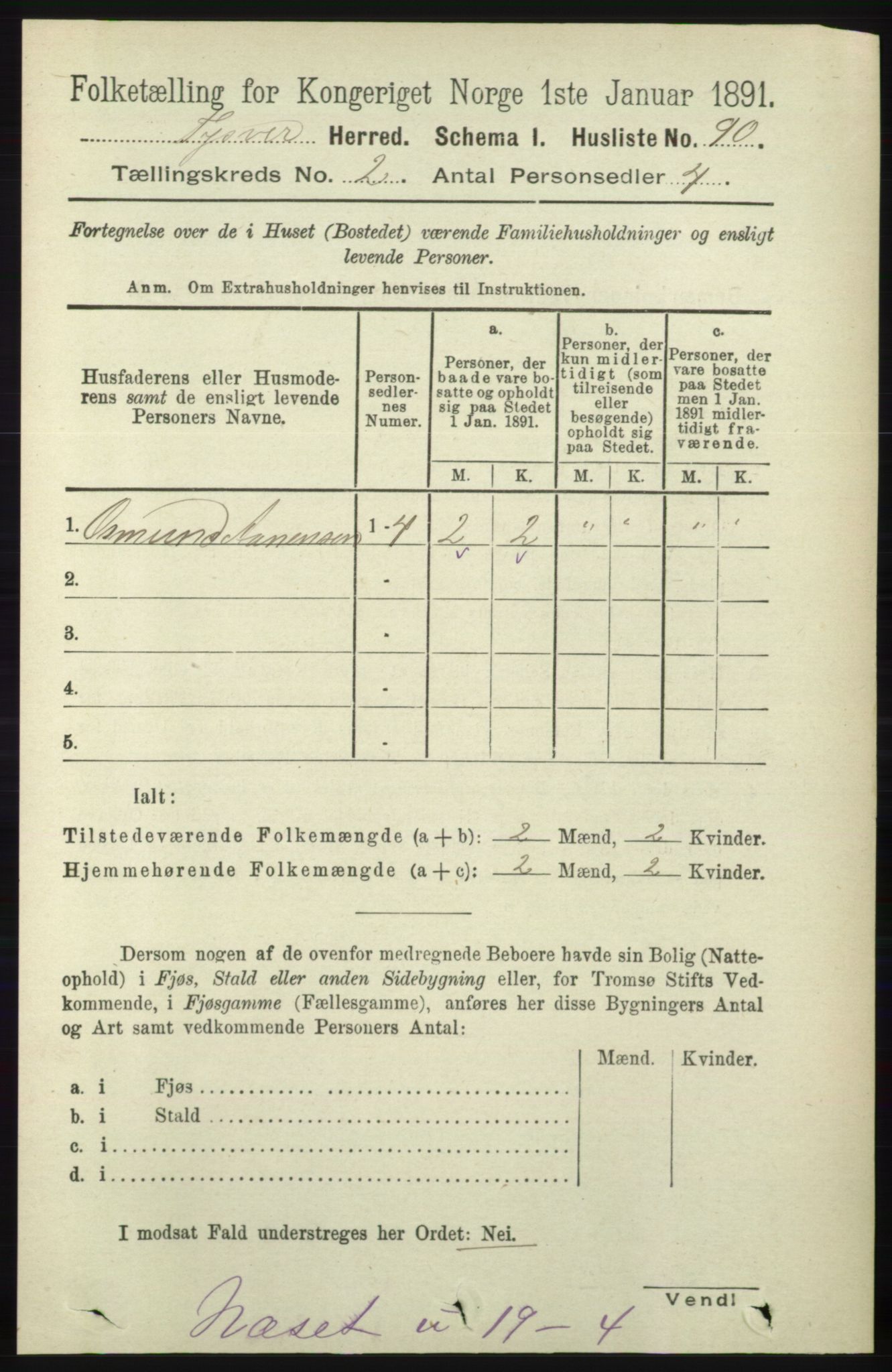 RA, 1891 census for 1146 Tysvær, 1891, p. 691