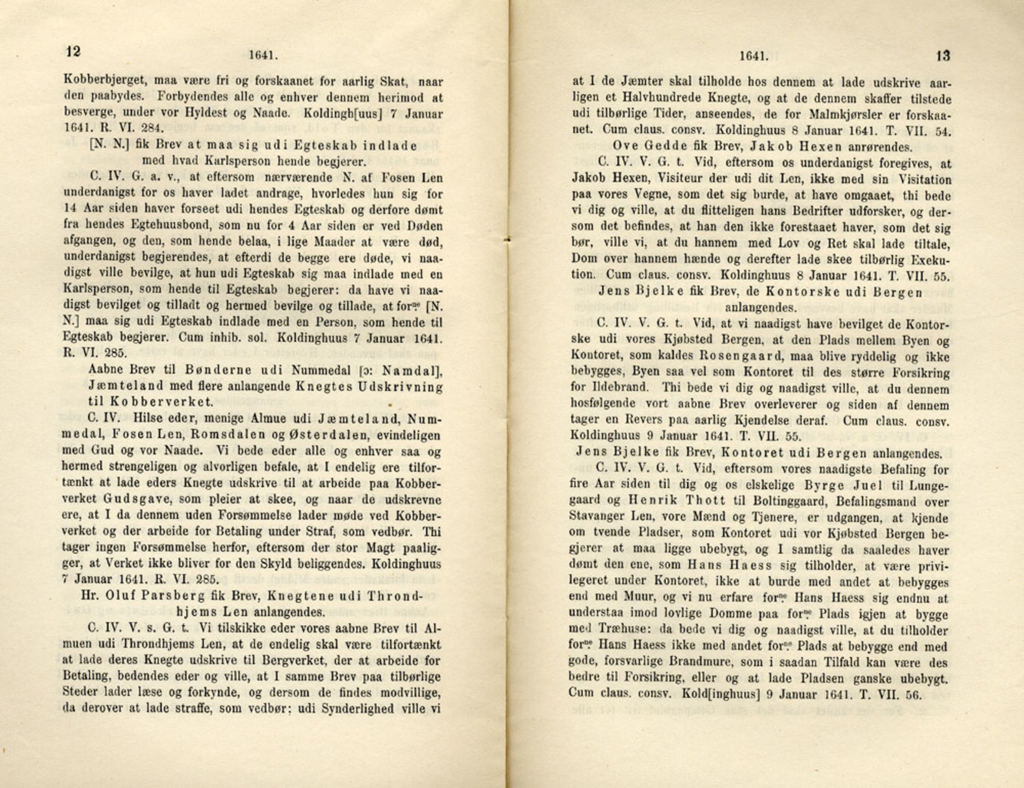 Publikasjoner utgitt av Det Norske Historiske Kildeskriftfond, PUBL/-/-/-: Norske Rigs-Registranter, bind 8, 1641-1648, p. 12-13