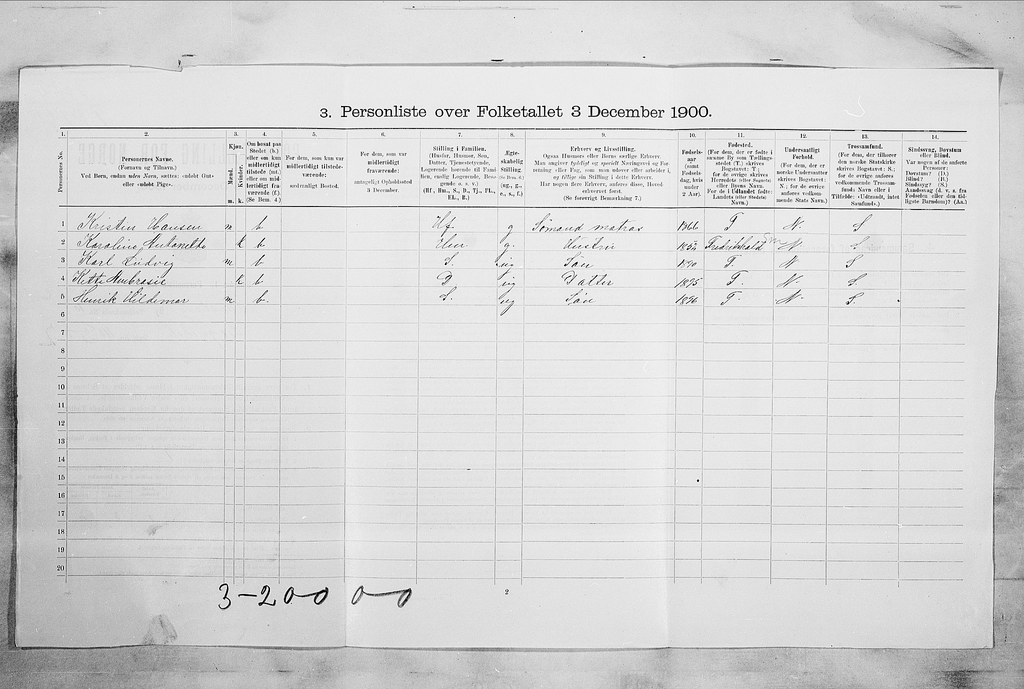 RA, 1900 census for Tønsberg, 1900, p. 5314