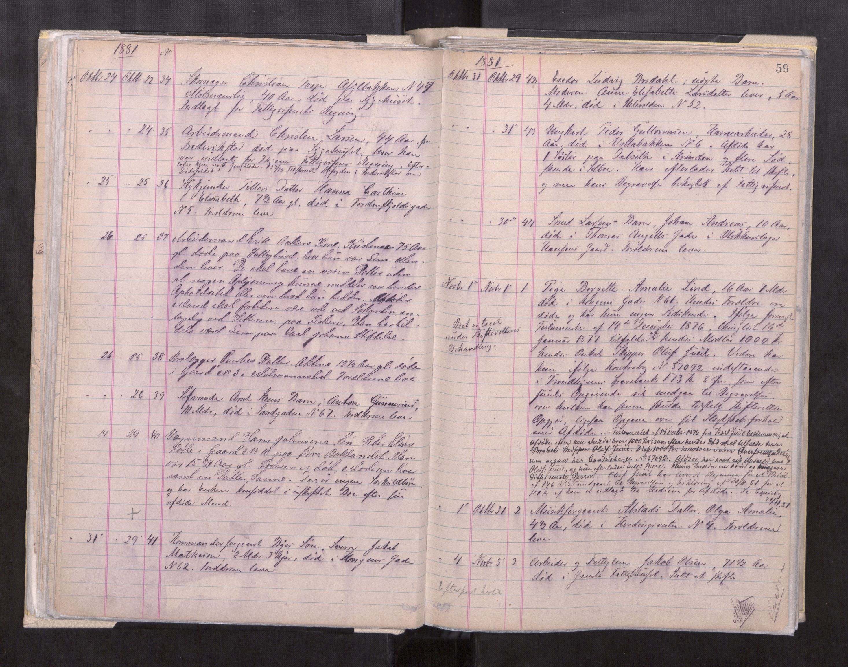 Trondheim byfogd, AV/SAT-A-0003/1/3/3L/L0002: Dødsanmeldelsesprotokoll, 1879-1884, p. 59