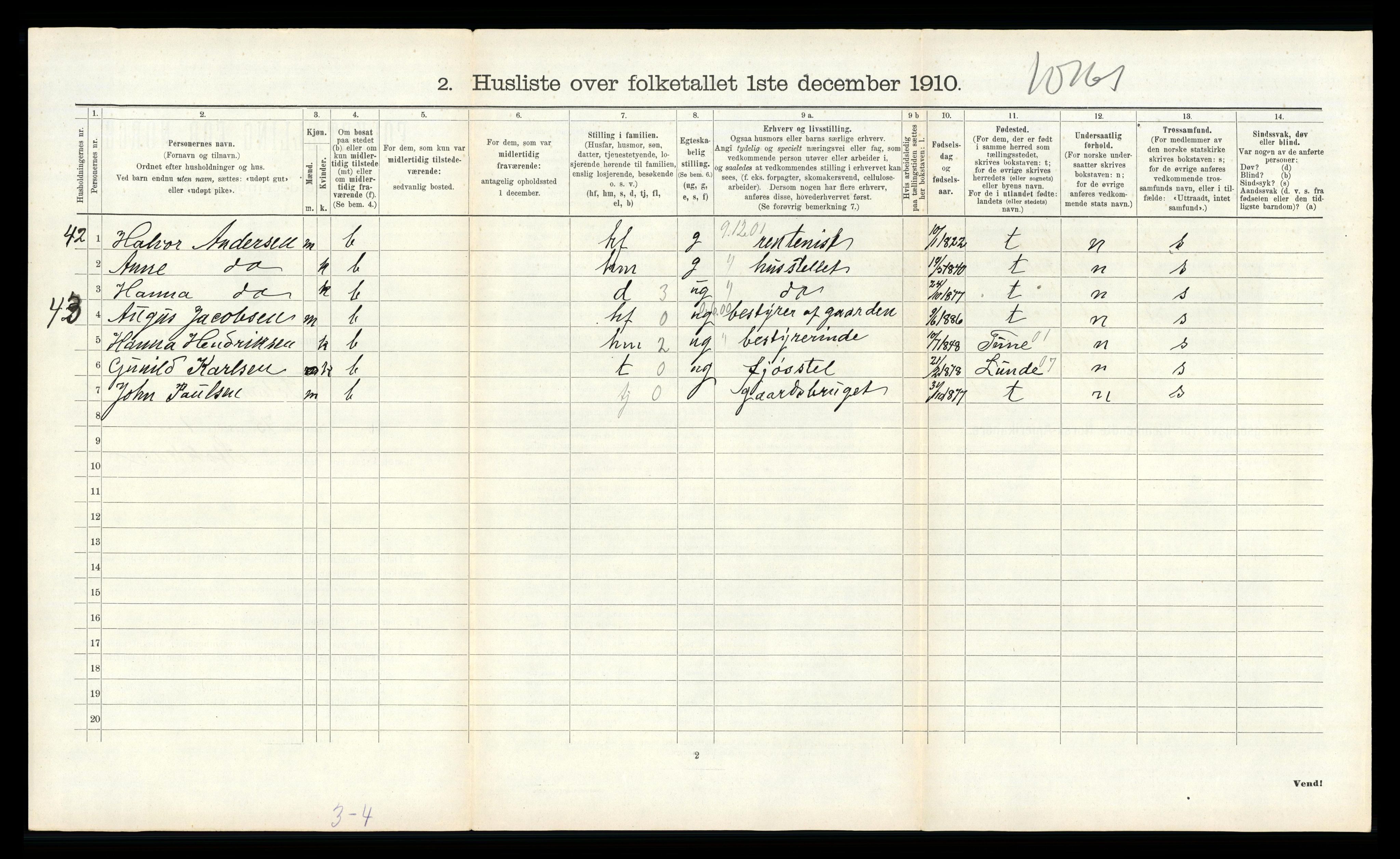 RA, 1910 census for Solum, 1910, p. 2288