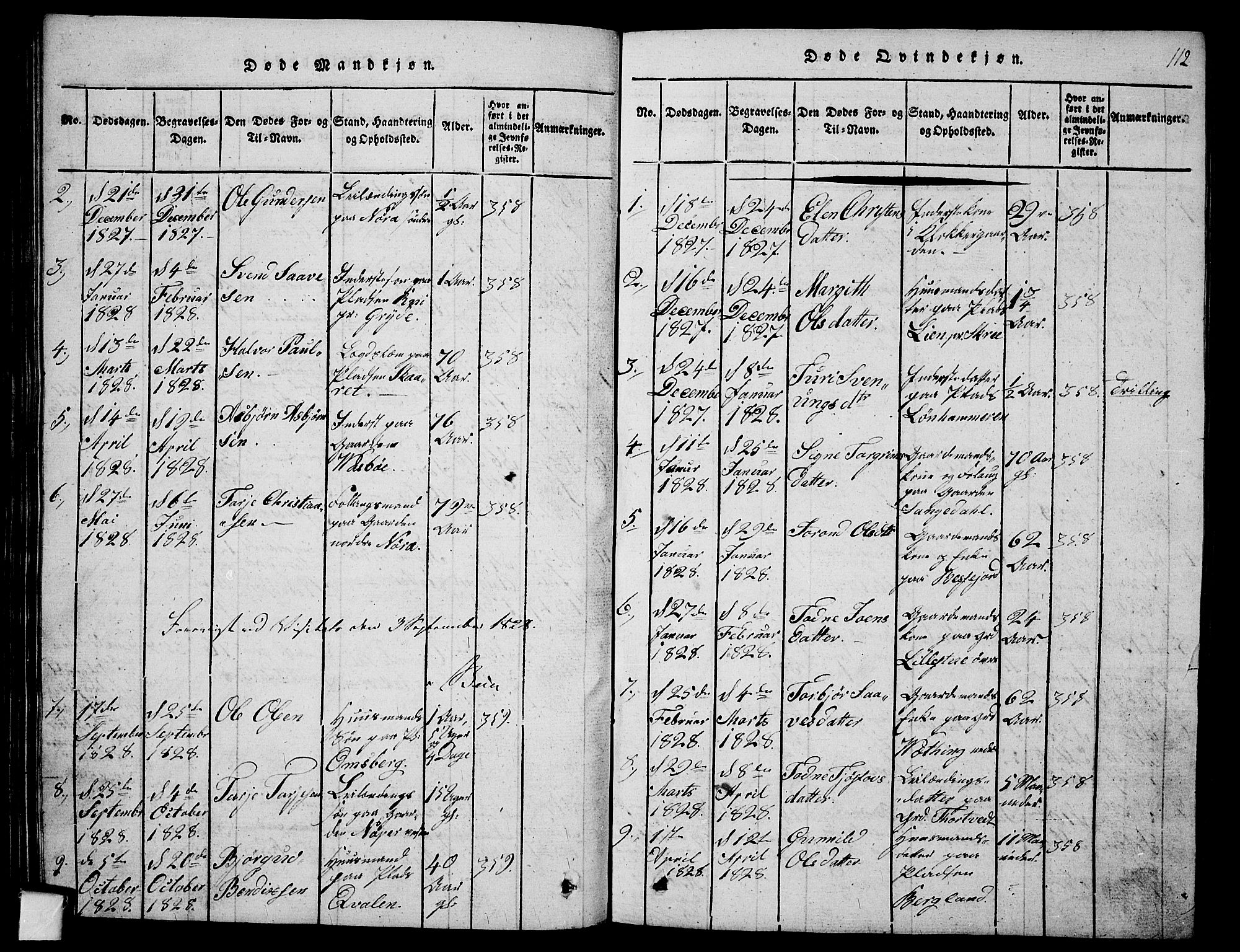 Fyresdal kirkebøker, SAKO/A-263/G/Ga/L0001: Parish register (copy) no. I 1, 1816-1840, p. 112