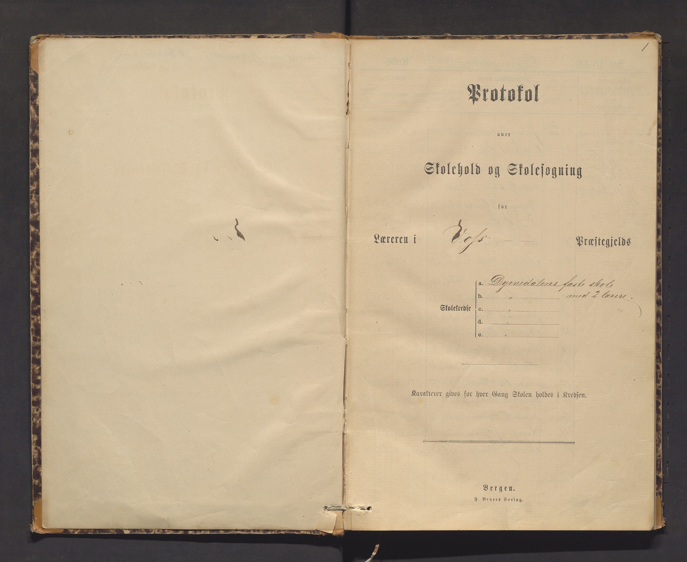 Voss kommune. Barneskulane, IKAH/1235-231/F/Fa/L0009: Skuleprotokoll for Dyrvedalen skule, 1886-1892