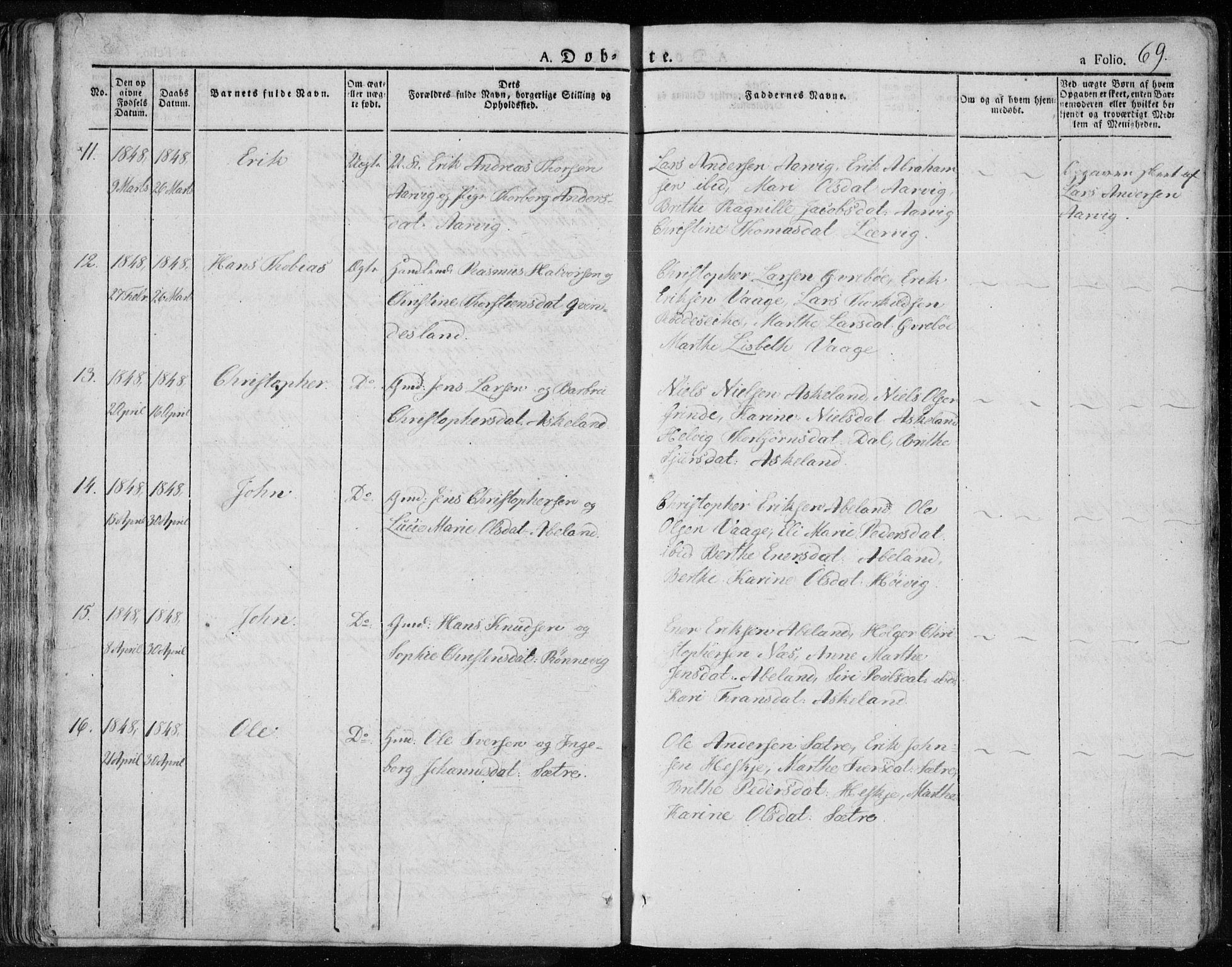 Tysvær sokneprestkontor, AV/SAST-A -101864/H/Ha/Haa/L0001: Parish register (official) no. A 1.1, 1831-1856, p. 69