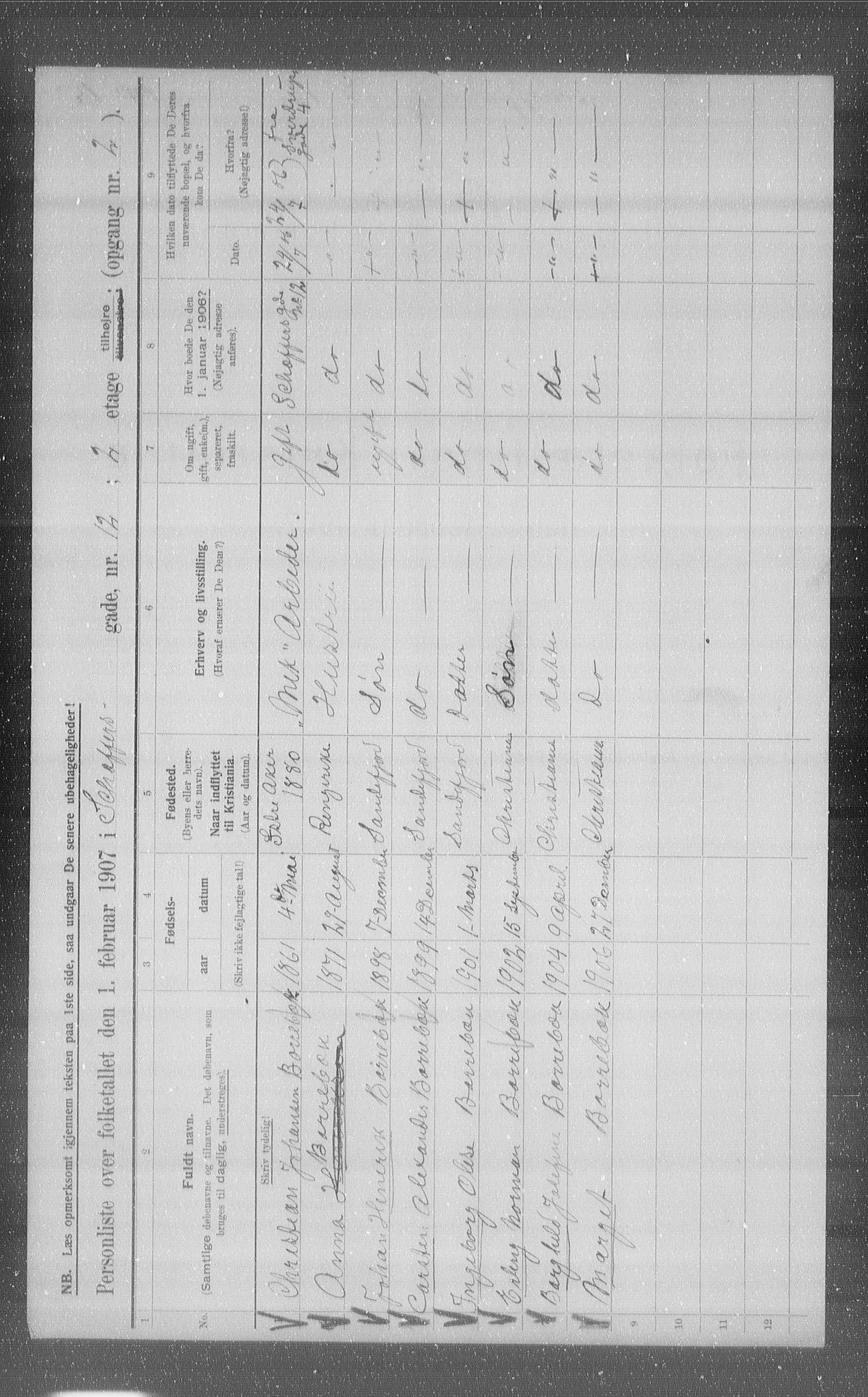 OBA, Municipal Census 1907 for Kristiania, 1907, p. 47636