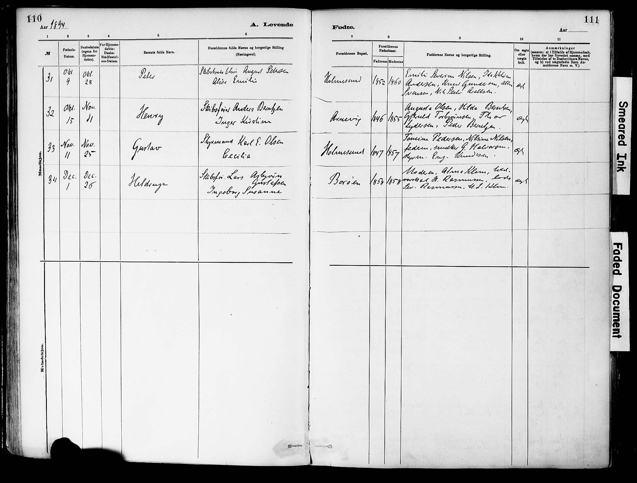 Dypvåg sokneprestkontor, AV/SAK-1111-0007/F/Fa/Fab/L0001: Parish register (official) no. A 1, 1885-1912, p. 110-111