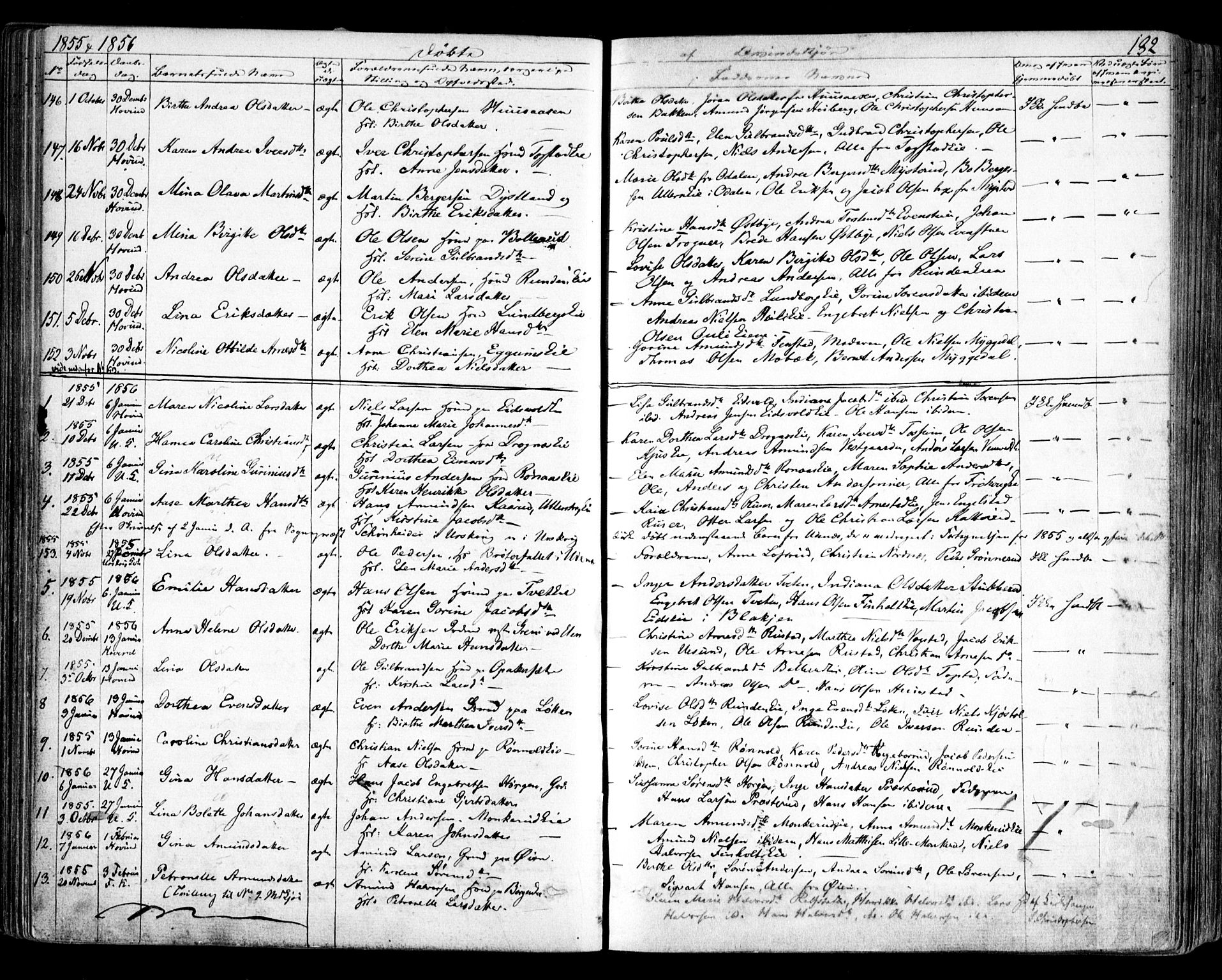 Nes prestekontor Kirkebøker, AV/SAO-A-10410/F/Fa/L0007: Parish register (official) no. I 7, 1846-1858, p. 132