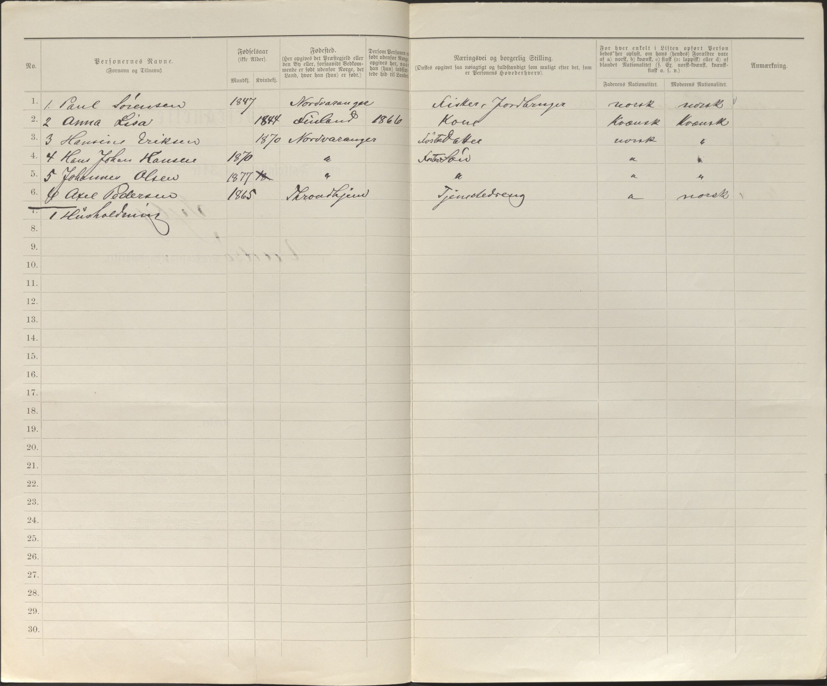 SATØ, 1885 census for 2029 Vadsø, 1885, p. 96b