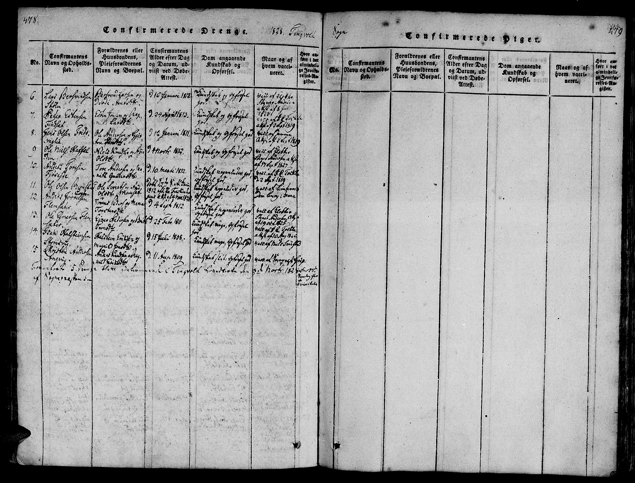 Ministerialprotokoller, klokkerbøker og fødselsregistre - Møre og Romsdal, AV/SAT-A-1454/586/L0982: Parish register (official) no. 586A08, 1819-1829, p. 478-479