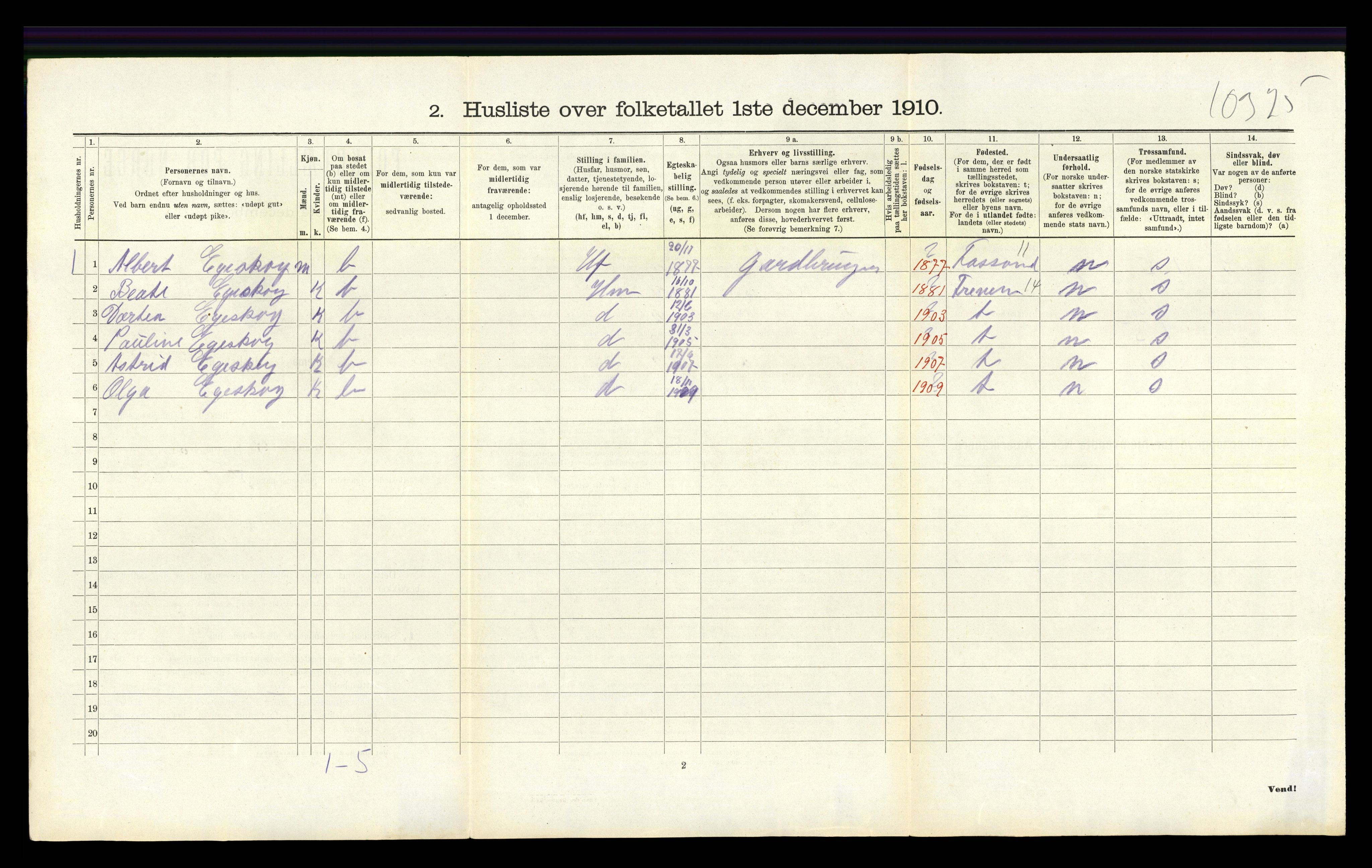 RA, 1910 census for Hetland, 1910, p. 1780