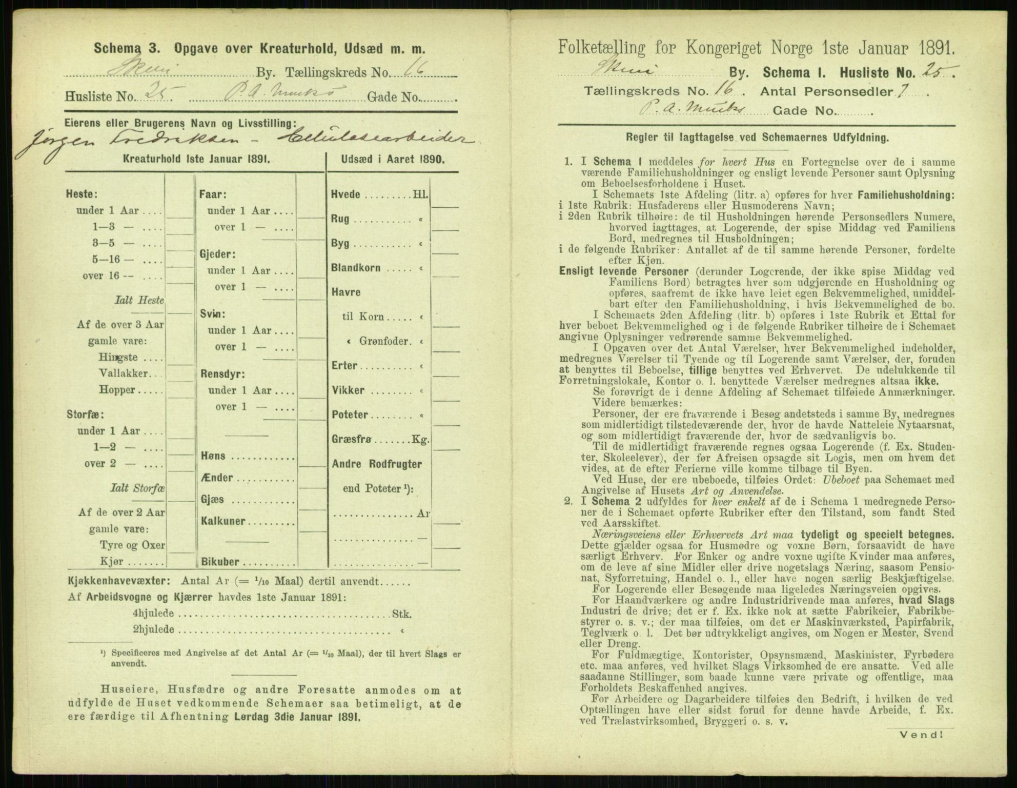 RA, 1891 census for 0806 Skien, 1891, p. 658