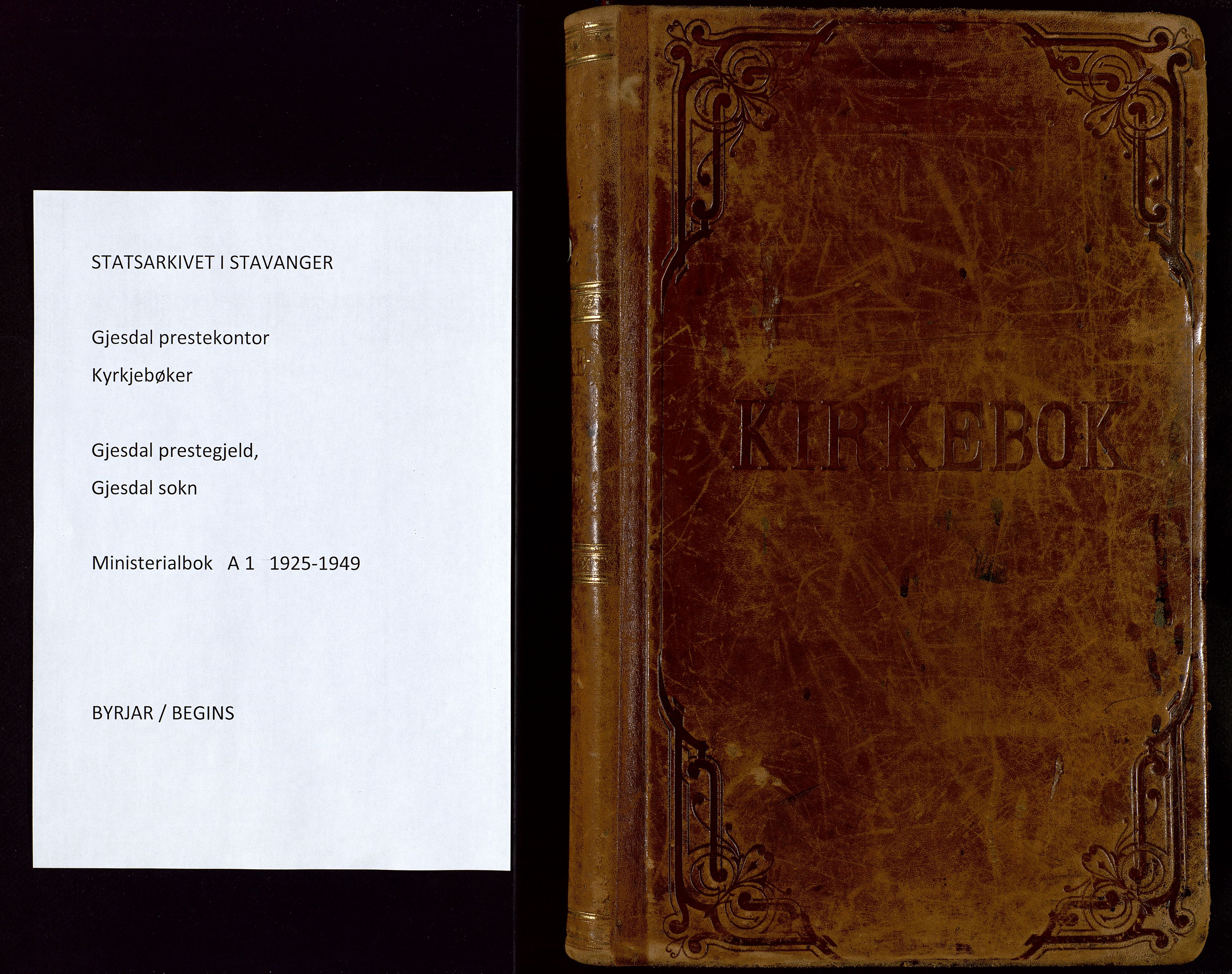 Gjesdal sokneprestkontor, SAST/A-101796/003/O/L0001: Parish register (official) no. A 1, 1925-1949