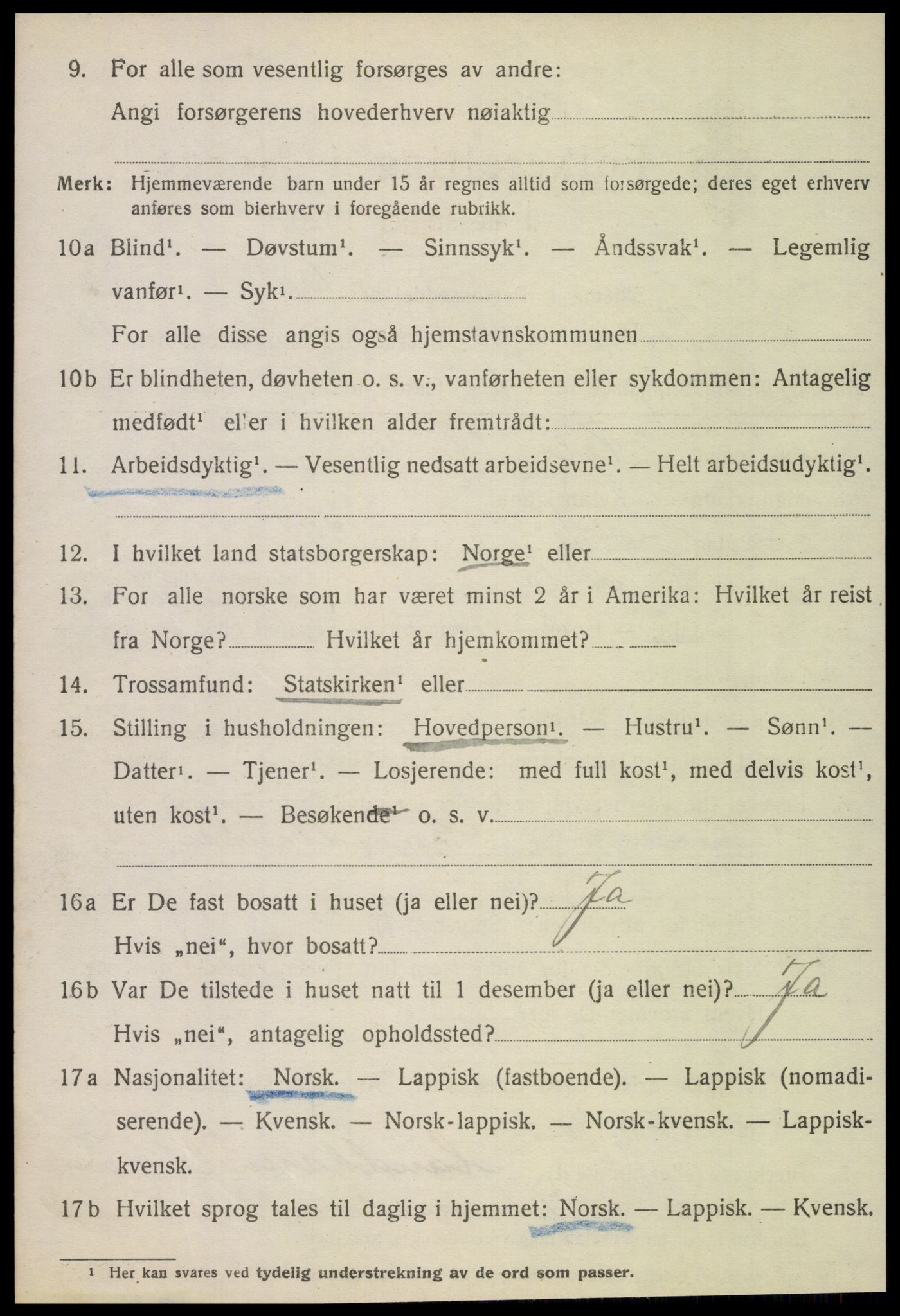 SAT, 1920 census for Tjøtta, 1920, p. 5374