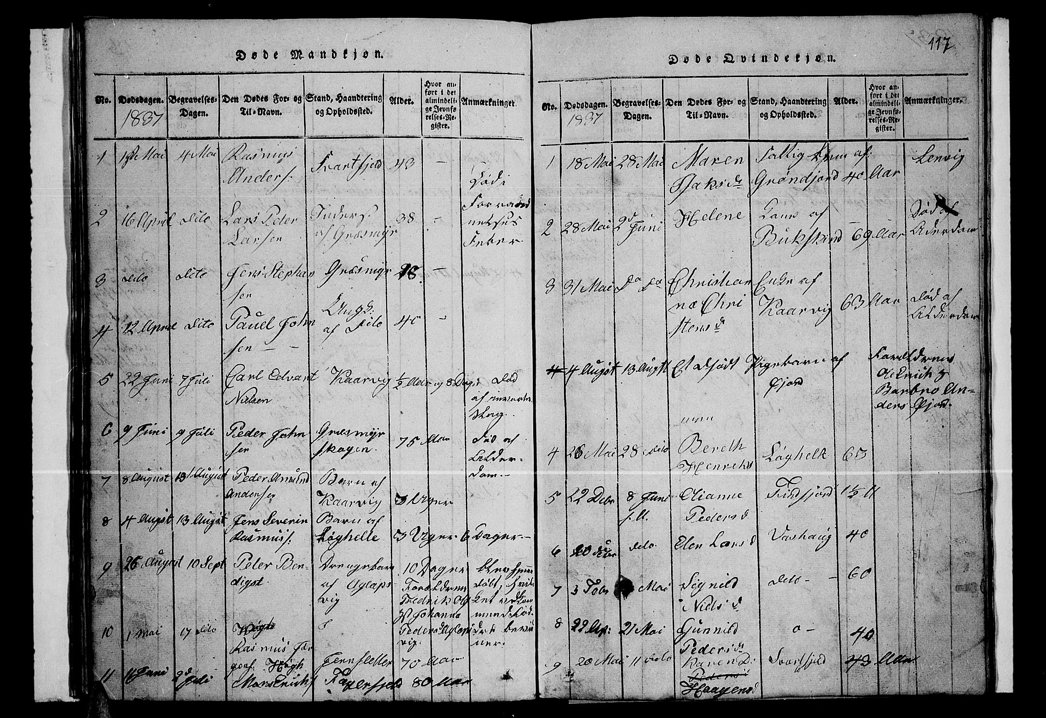 Lenvik sokneprestembete, SATØ/S-1310/H/Ha/Hab/L0001klokker: Parish register (copy) no. 1, 1822-1837, p. 117