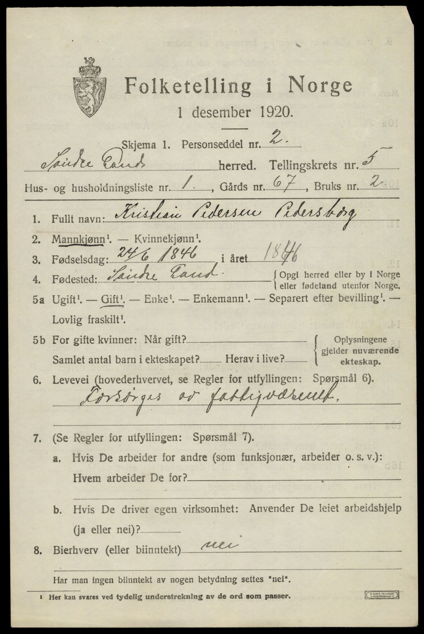 SAH, 1920 census for Søndre Land, 1920, p. 4999