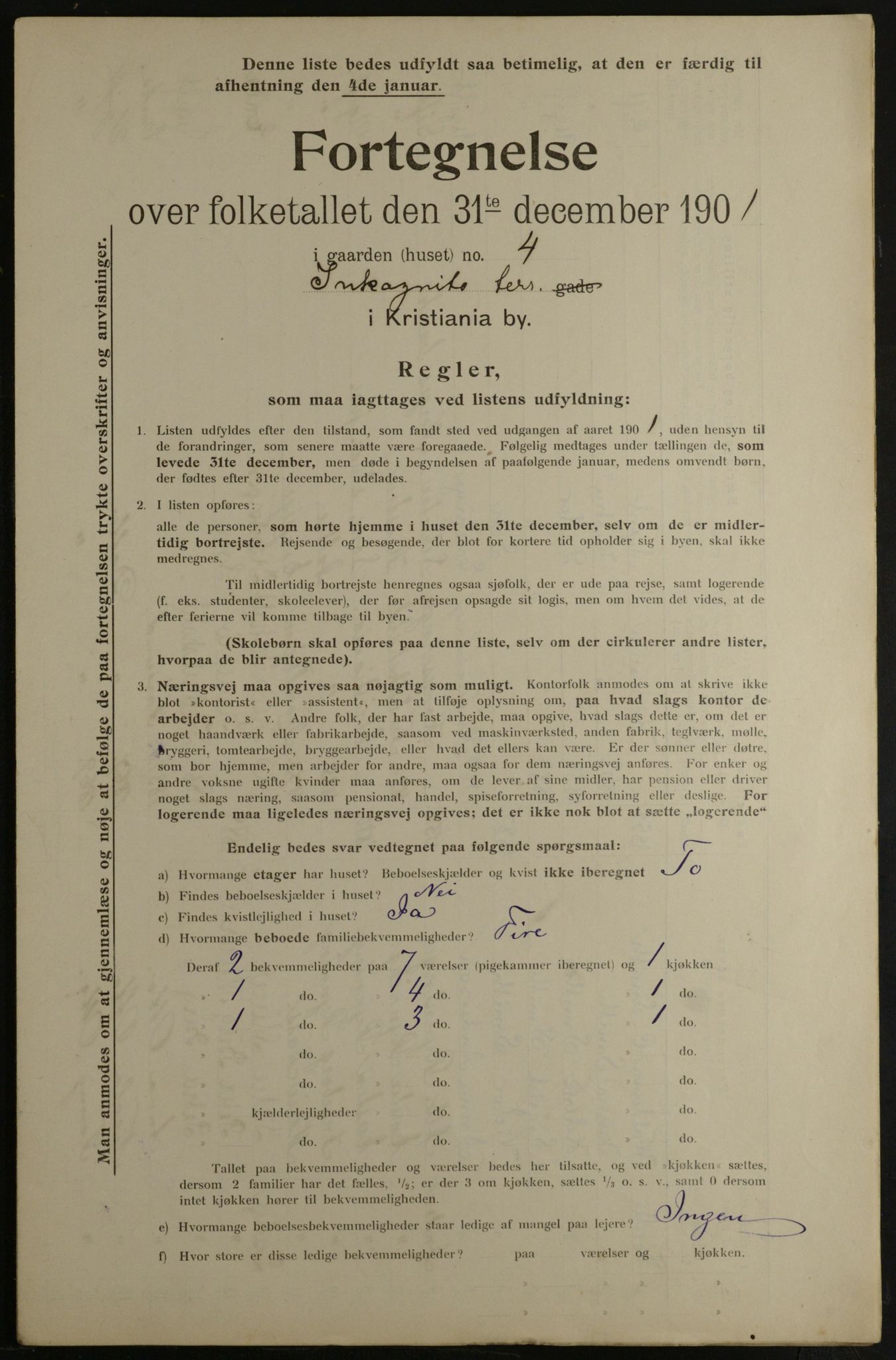 OBA, Municipal Census 1901 for Kristiania, 1901, p. 7005