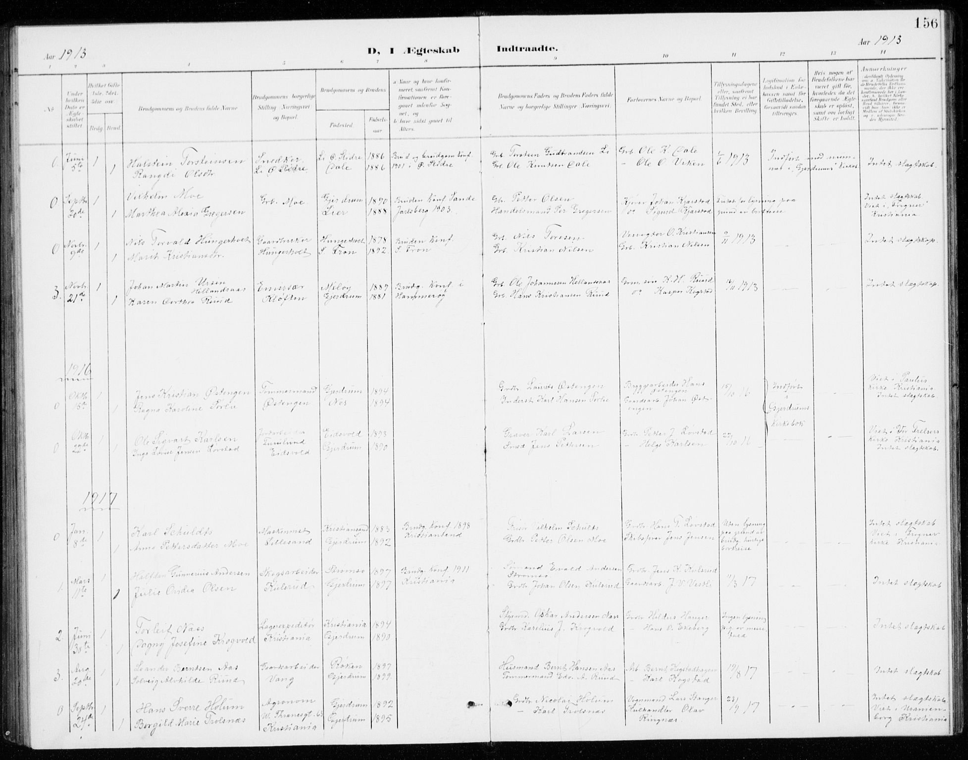 Gjerdrum prestekontor Kirkebøker, SAO/A-10412b/G/Gb/L0001: Parish register (copy) no. II 1, 1901-1944, p. 156