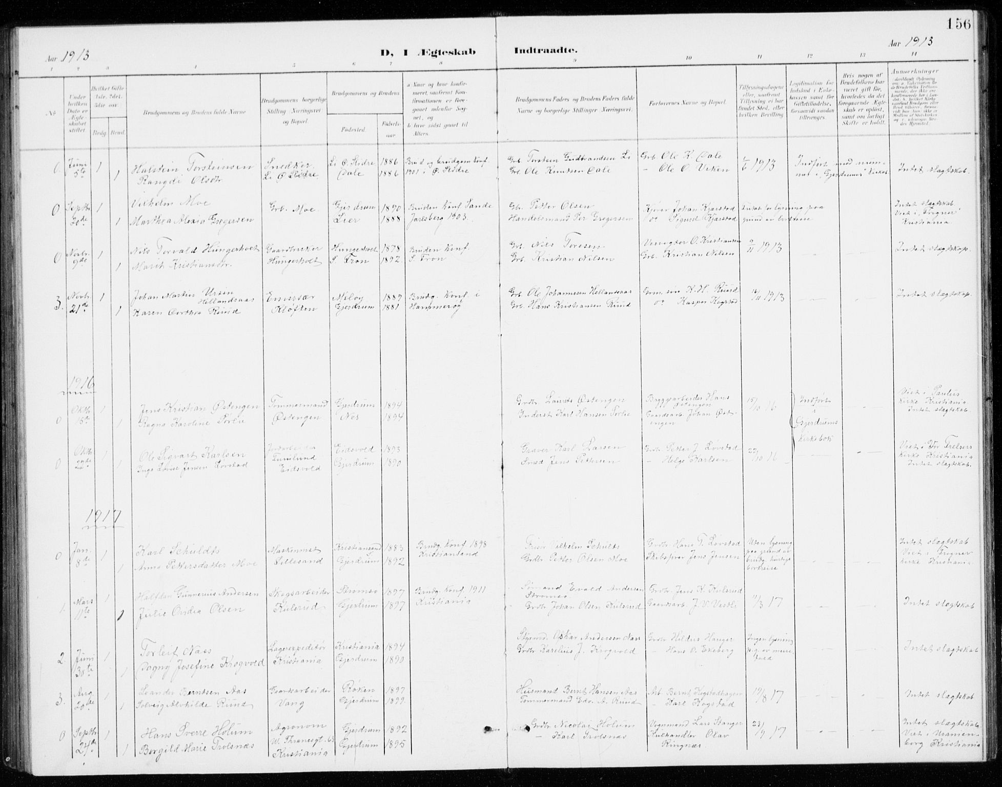 Gjerdrum prestekontor Kirkebøker, AV/SAO-A-10412b/G/Gb/L0001: Parish register (copy) no. II 1, 1901-1944, p. 156