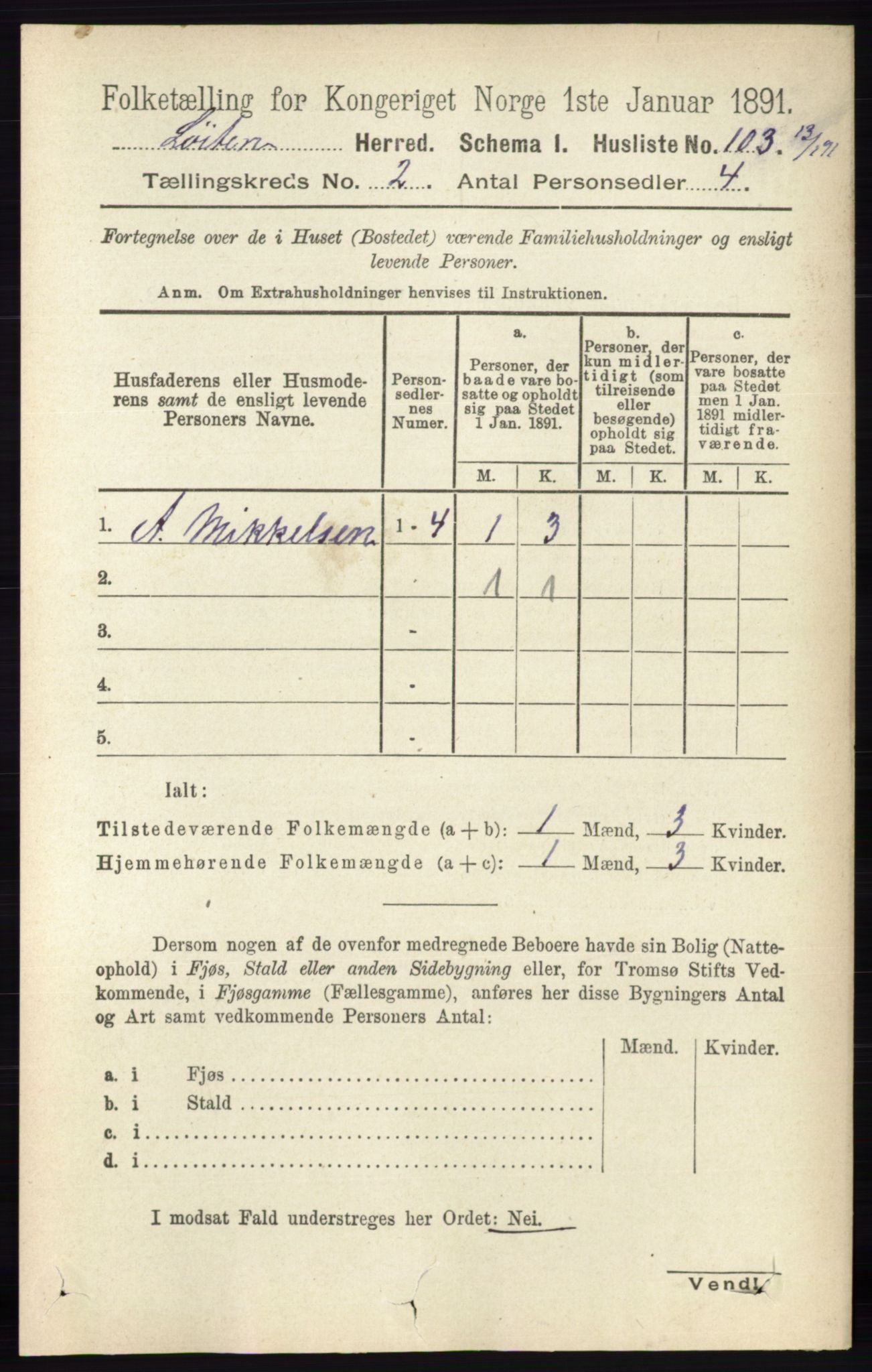 RA, 1891 census for 0415 Løten, 1891, p. 1475