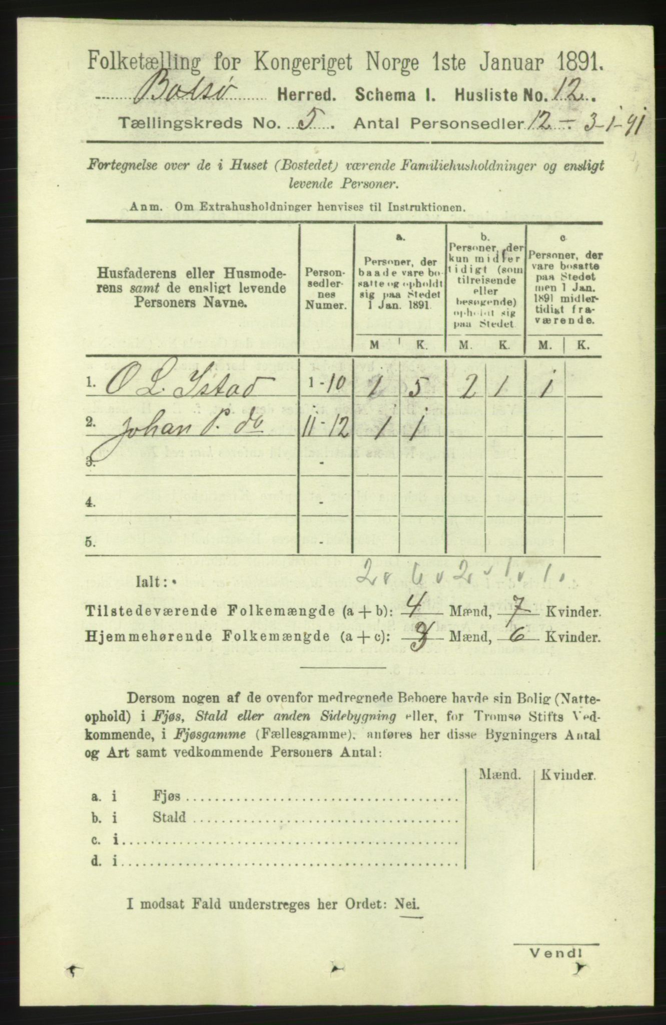 RA, 1891 census for 1544 Bolsøy, 1891, p. 3050