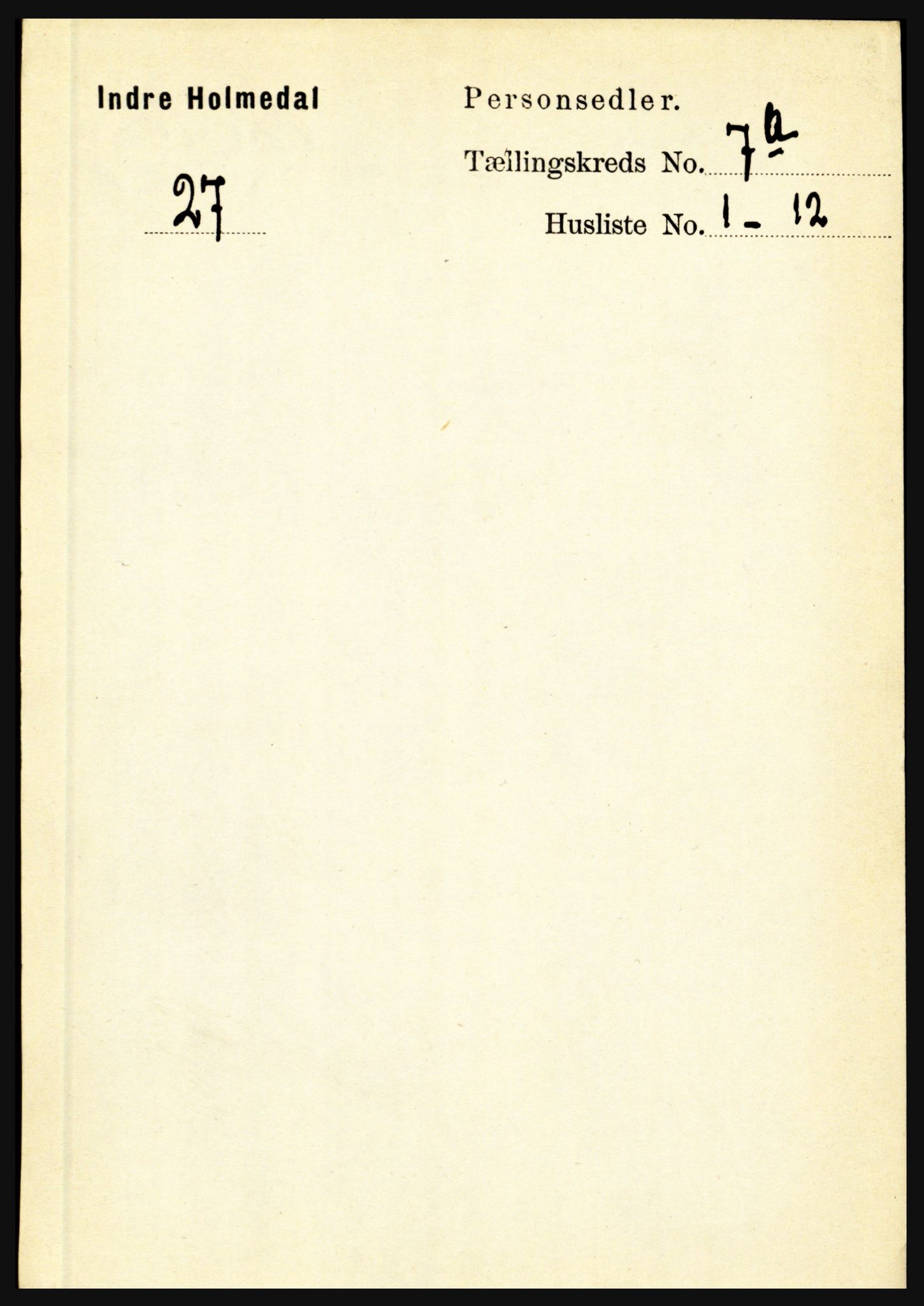 RA, 1891 census for 1430 Indre Holmedal, 1891, p. 2899