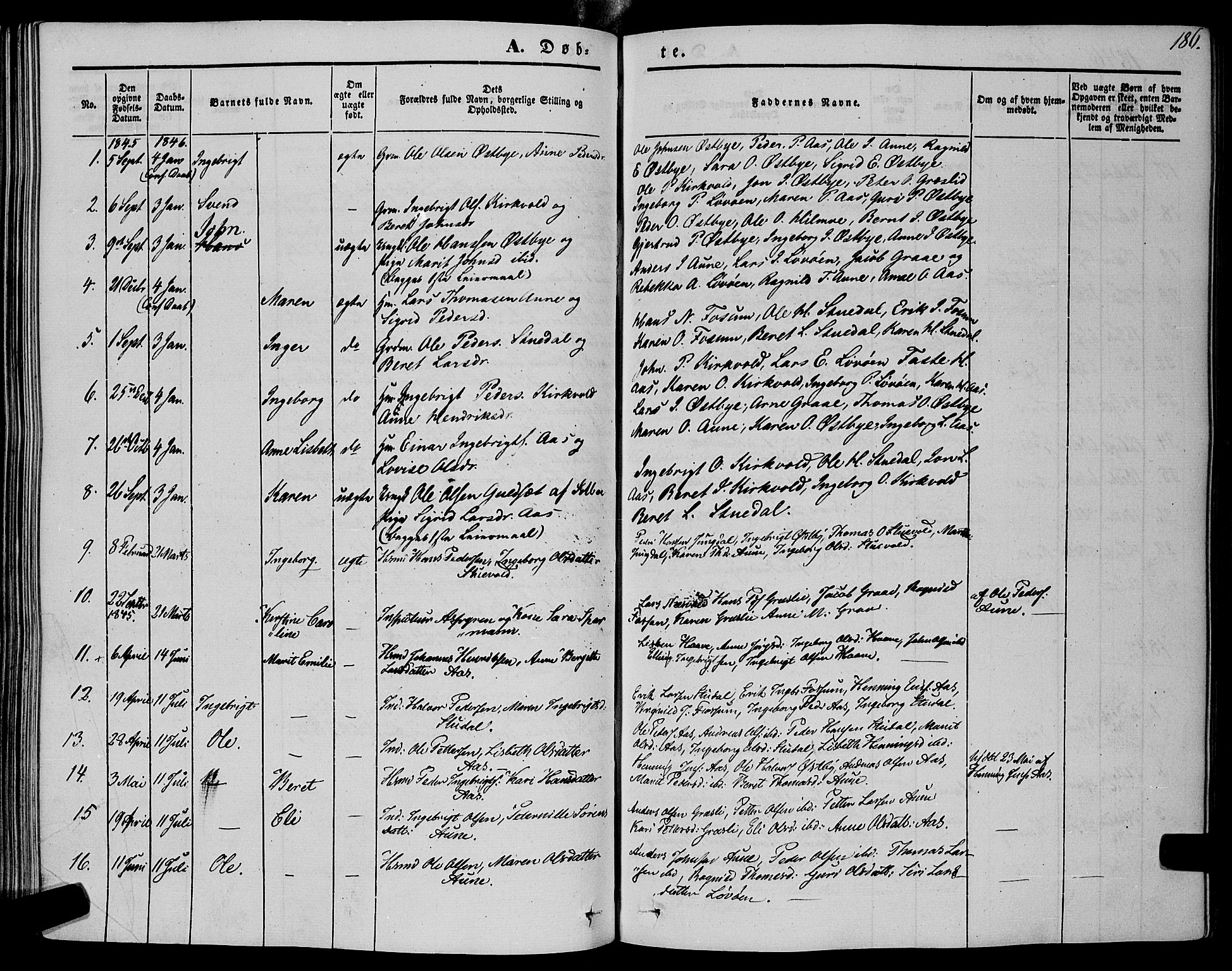Ministerialprotokoller, klokkerbøker og fødselsregistre - Sør-Trøndelag, SAT/A-1456/695/L1146: Parish register (official) no. 695A06 /2, 1843-1859, p. 186