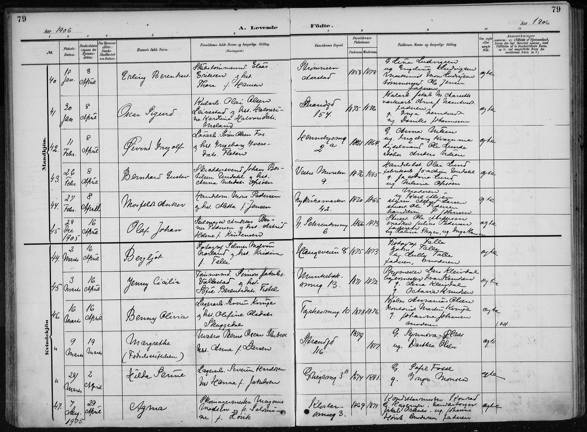 Nykirken Sokneprestembete, AV/SAB-A-77101/H/Haa/L0019: Parish register (official) no. B 7, 1904-1916, p. 79