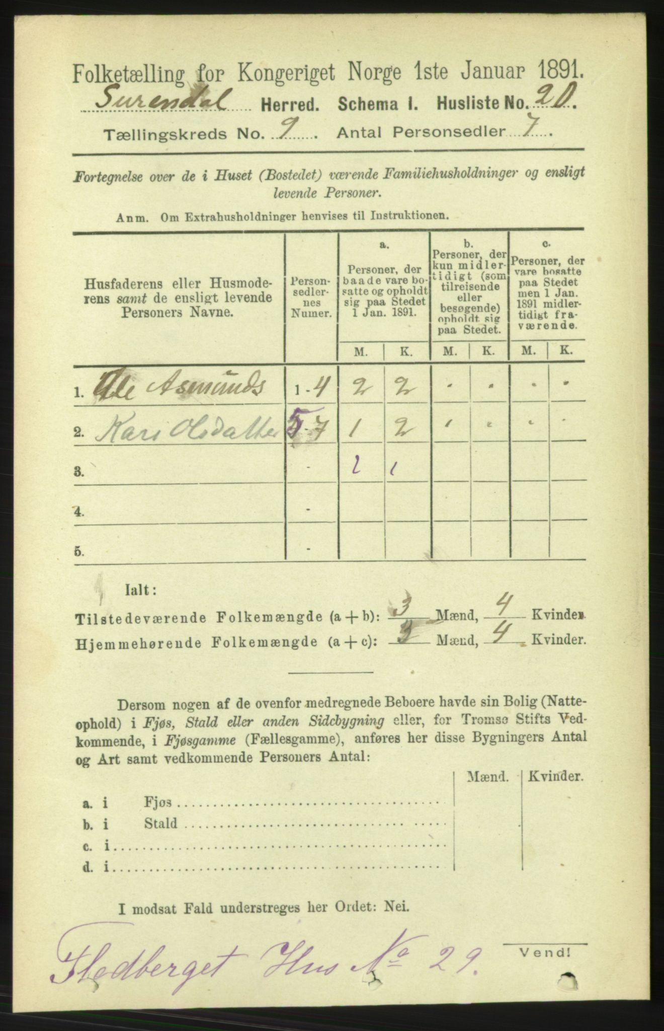 RA, 1891 census for 1566 Surnadal, 1891, p. 2335