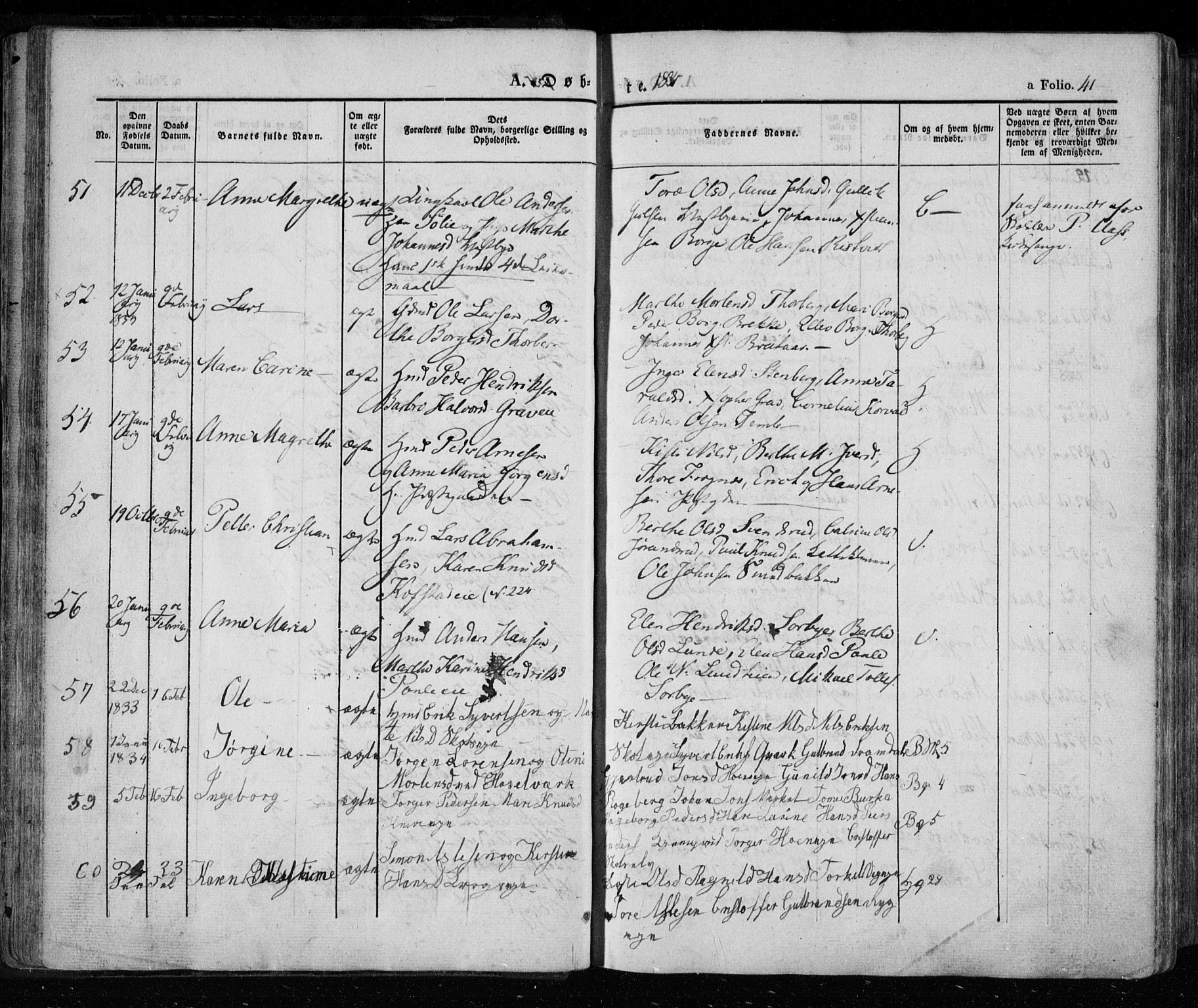 Eiker kirkebøker, SAKO/A-4/F/Fa/L0013a: Parish register (official) no. I 13A, 1832-1845, p. 41
