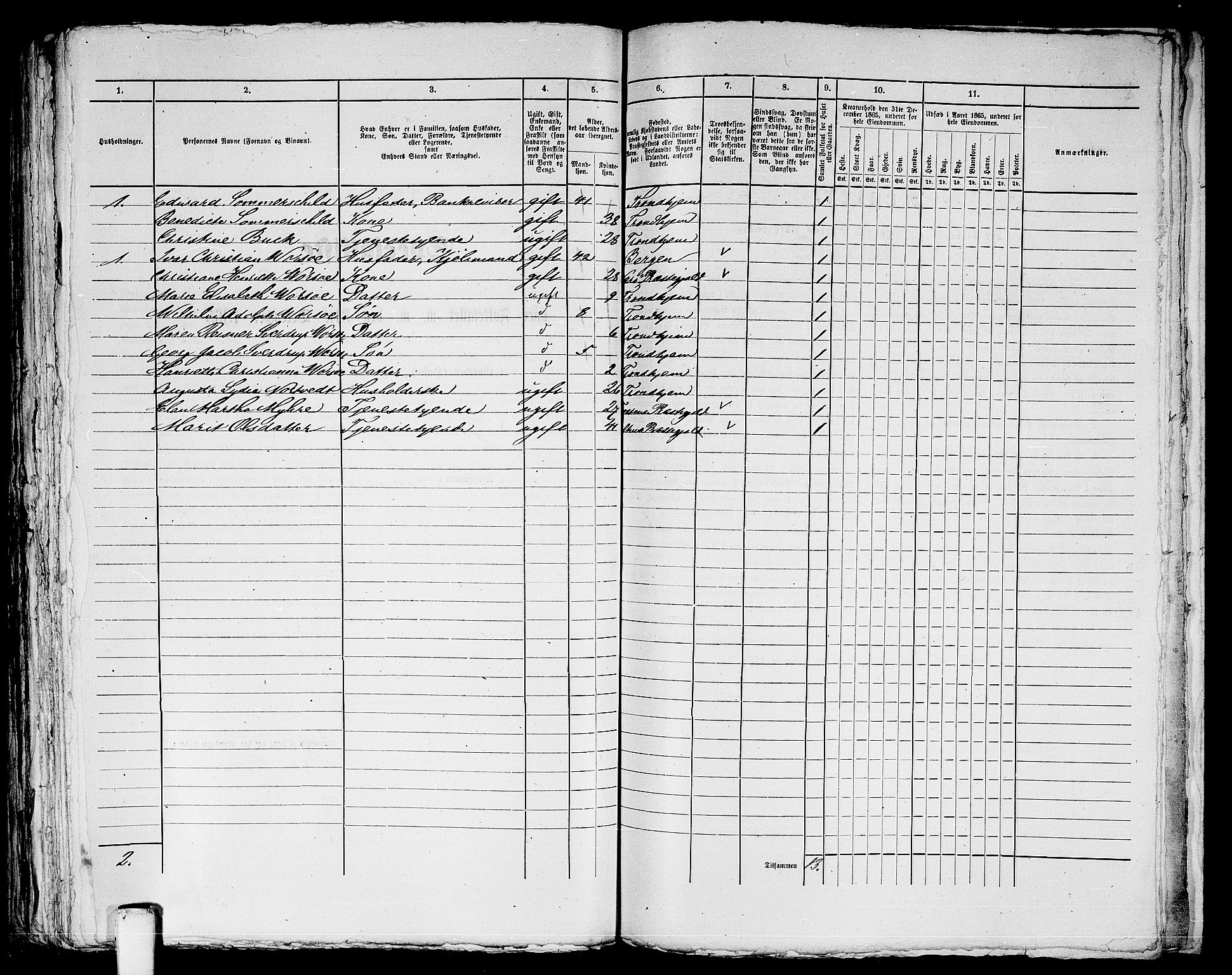 RA, 1865 census for Trondheim, 1865, p. 858