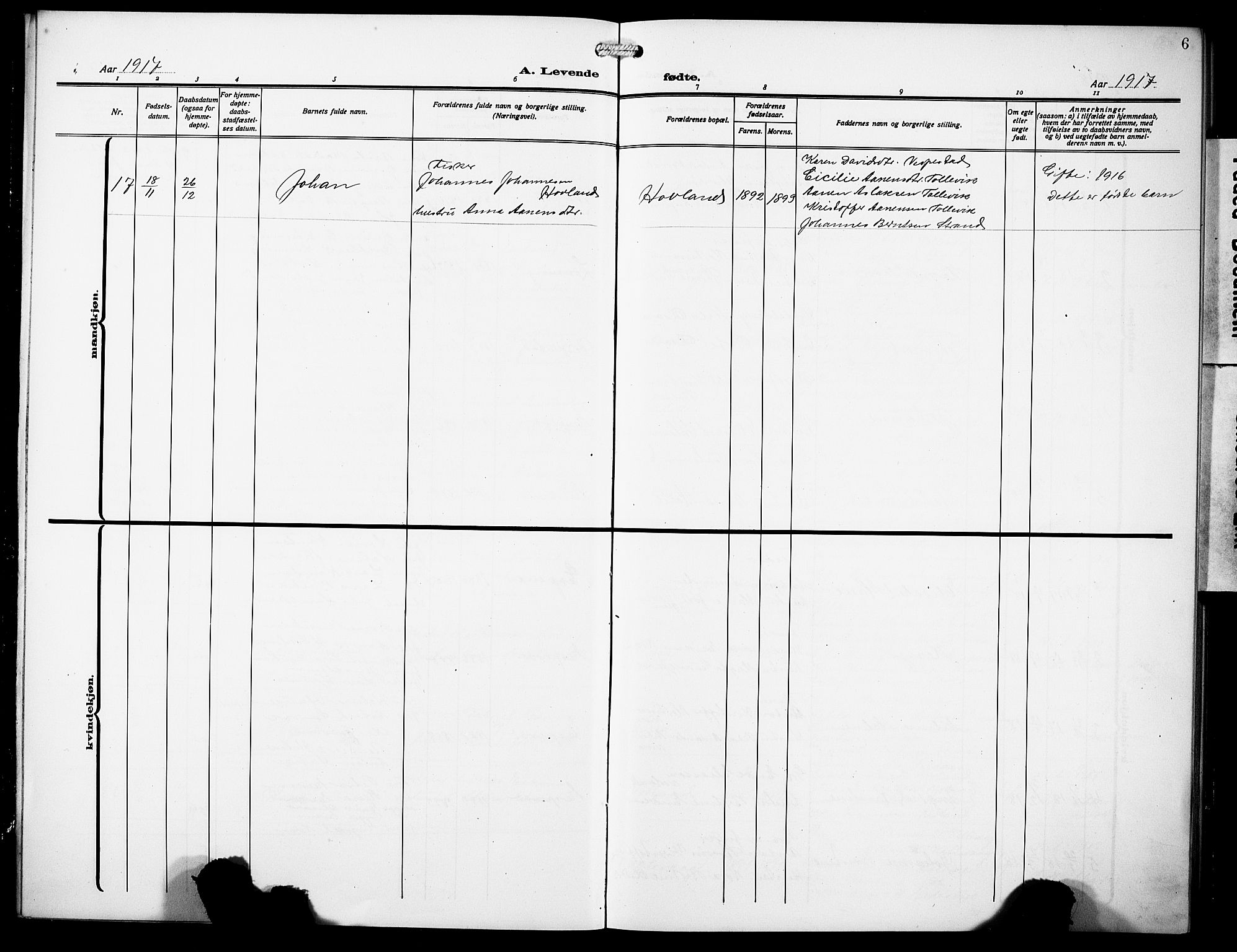 Finnås sokneprestembete, SAB/A-99925/H/Ha/Hab/Habc/L0004: Parish register (copy) no. C 4, 1917-1931, p. 6
