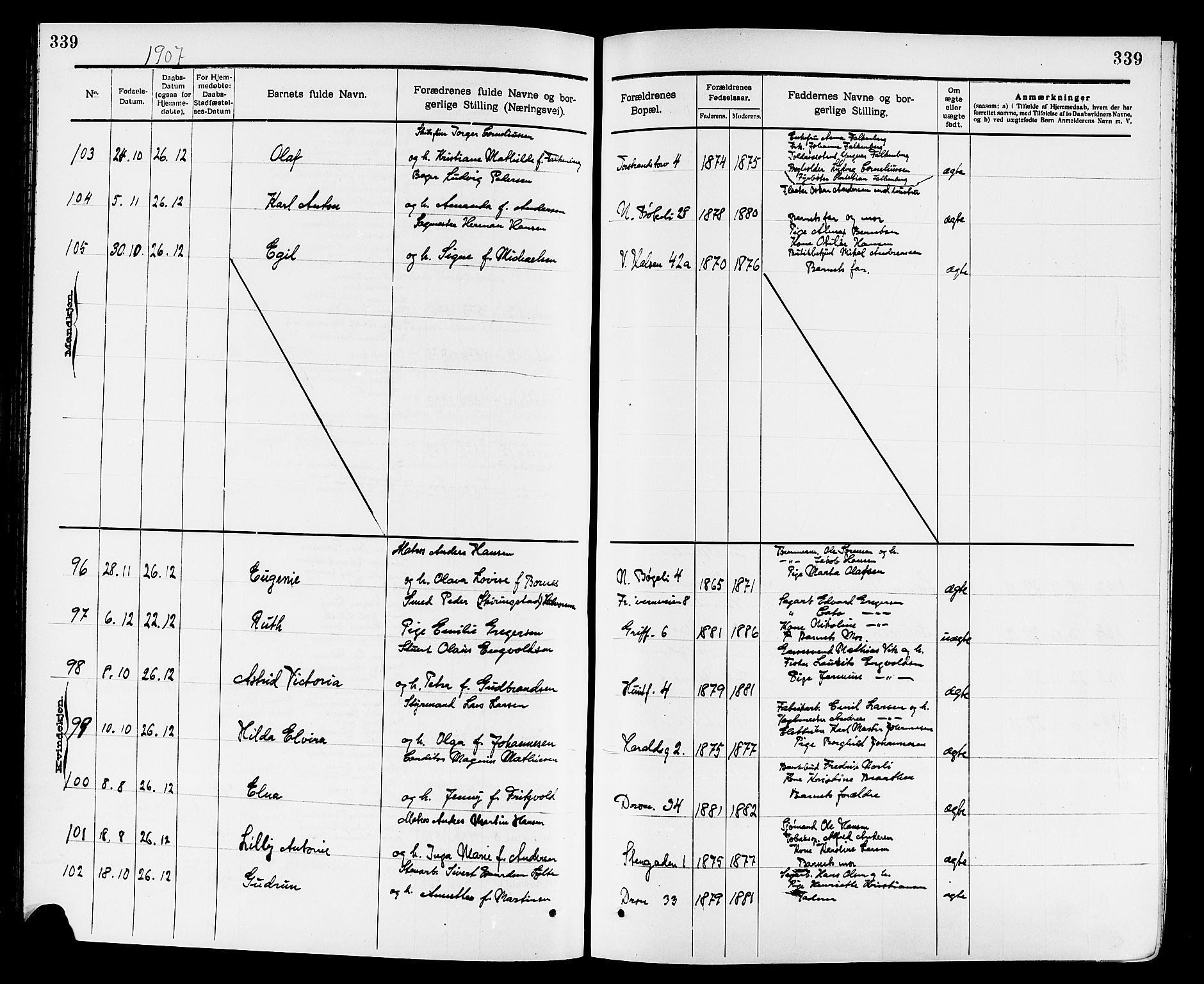 Larvik kirkebøker, AV/SAKO-A-352/G/Ga/L0005: Parish register (copy) no. I 5, 1888-1909, p. 339