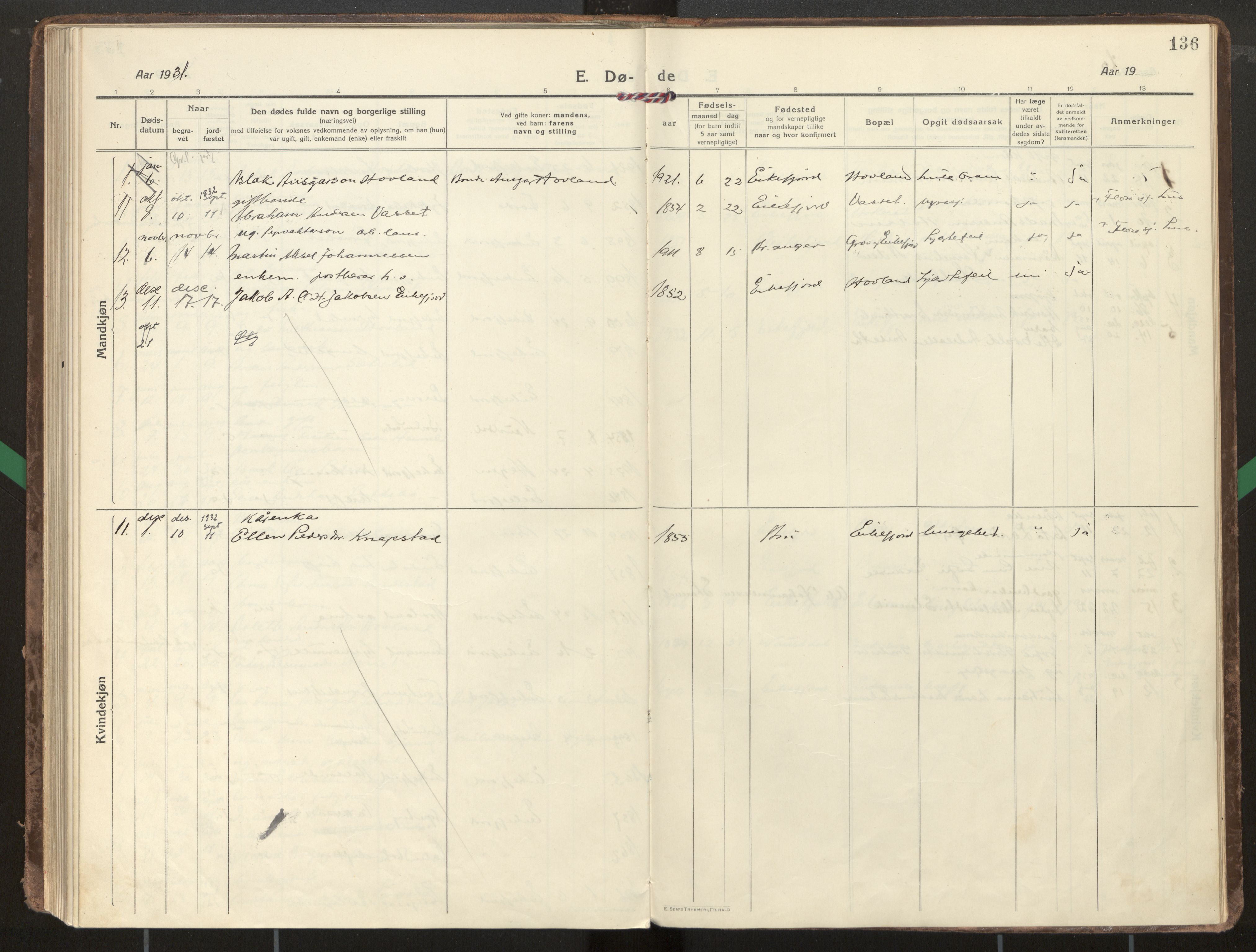 Kinn sokneprestembete, AV/SAB-A-80801/H/Haa/Haae/L0002: Parish register (official) no. E 2, 1917-1937, p. 136