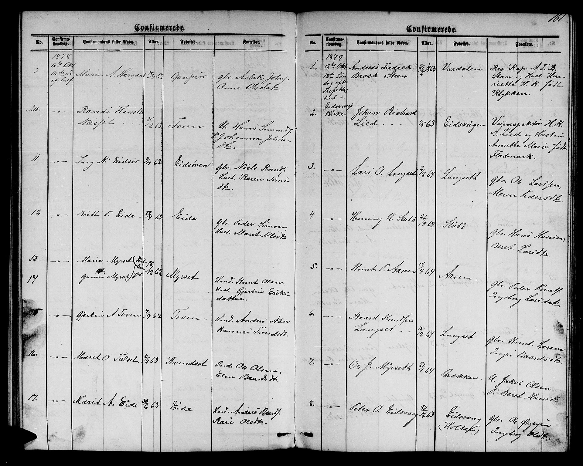 Ministerialprotokoller, klokkerbøker og fødselsregistre - Møre og Romsdal, SAT/A-1454/551/L0630: Parish register (copy) no. 551C02, 1867-1885, p. 161