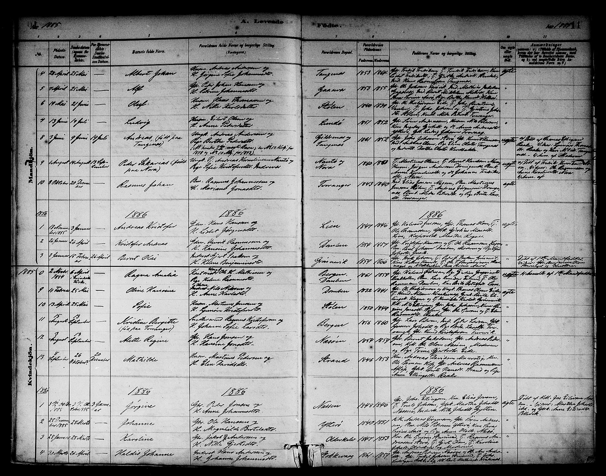 Solund sokneprestembete, AV/SAB-A-81401: Parish register (official) no. A 1, 1881-1902, p. 11