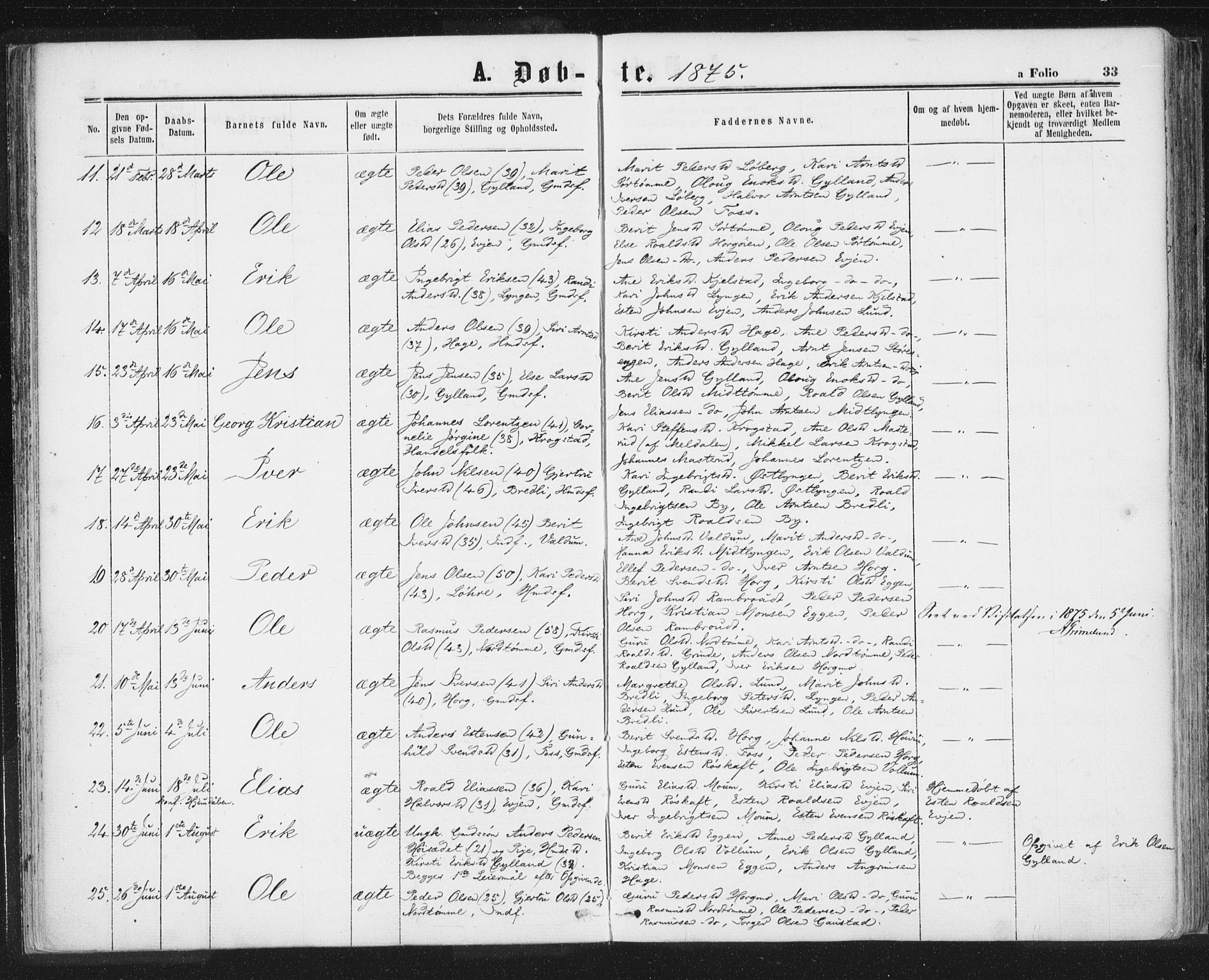 Ministerialprotokoller, klokkerbøker og fødselsregistre - Sør-Trøndelag, SAT/A-1456/692/L1104: Parish register (official) no. 692A04, 1862-1878, p. 33