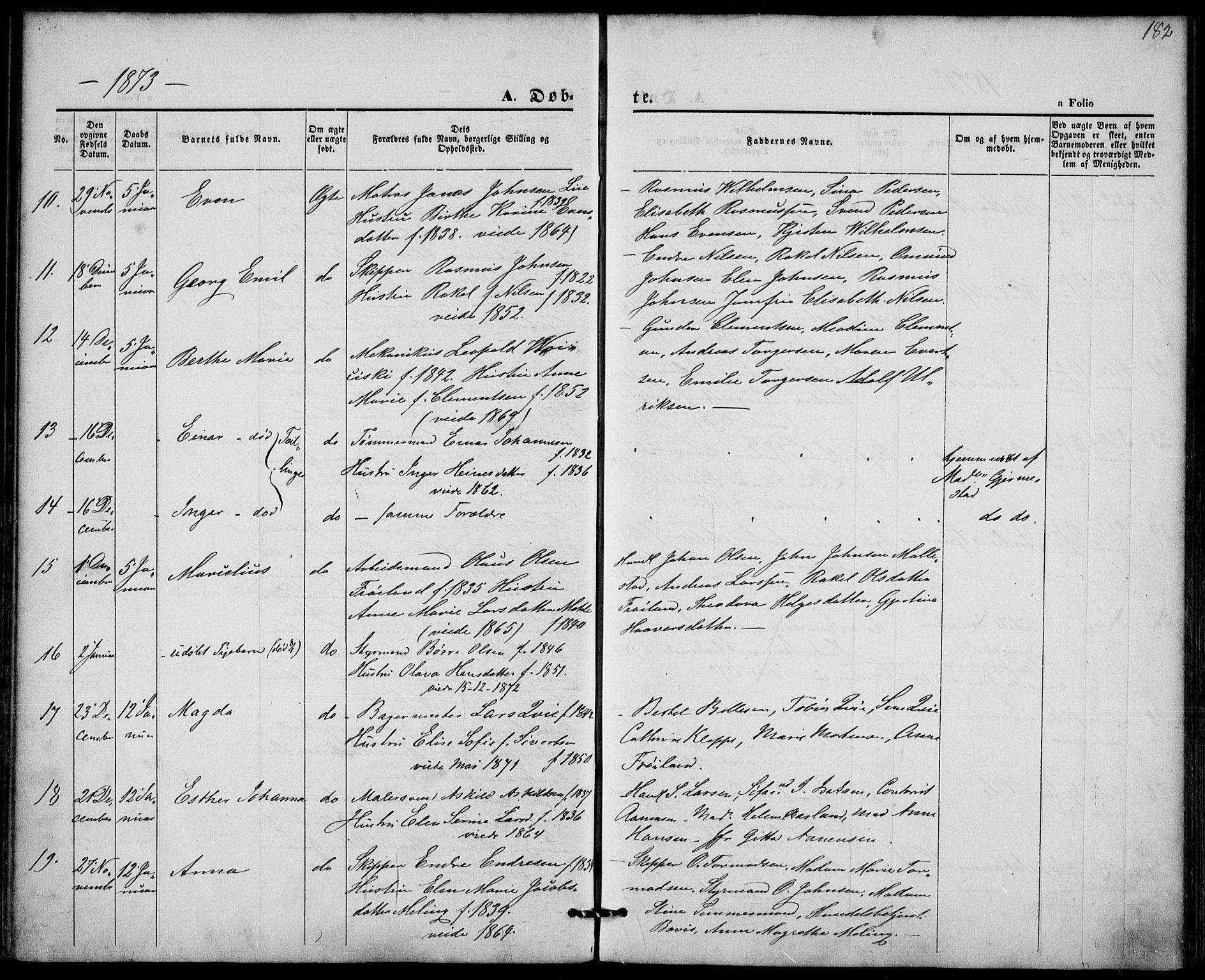 St. Petri sokneprestkontor, AV/SAST-A-101813/001/30/30BA/L0008: Parish register (official) no. A 8, 1868-1876, p. 182