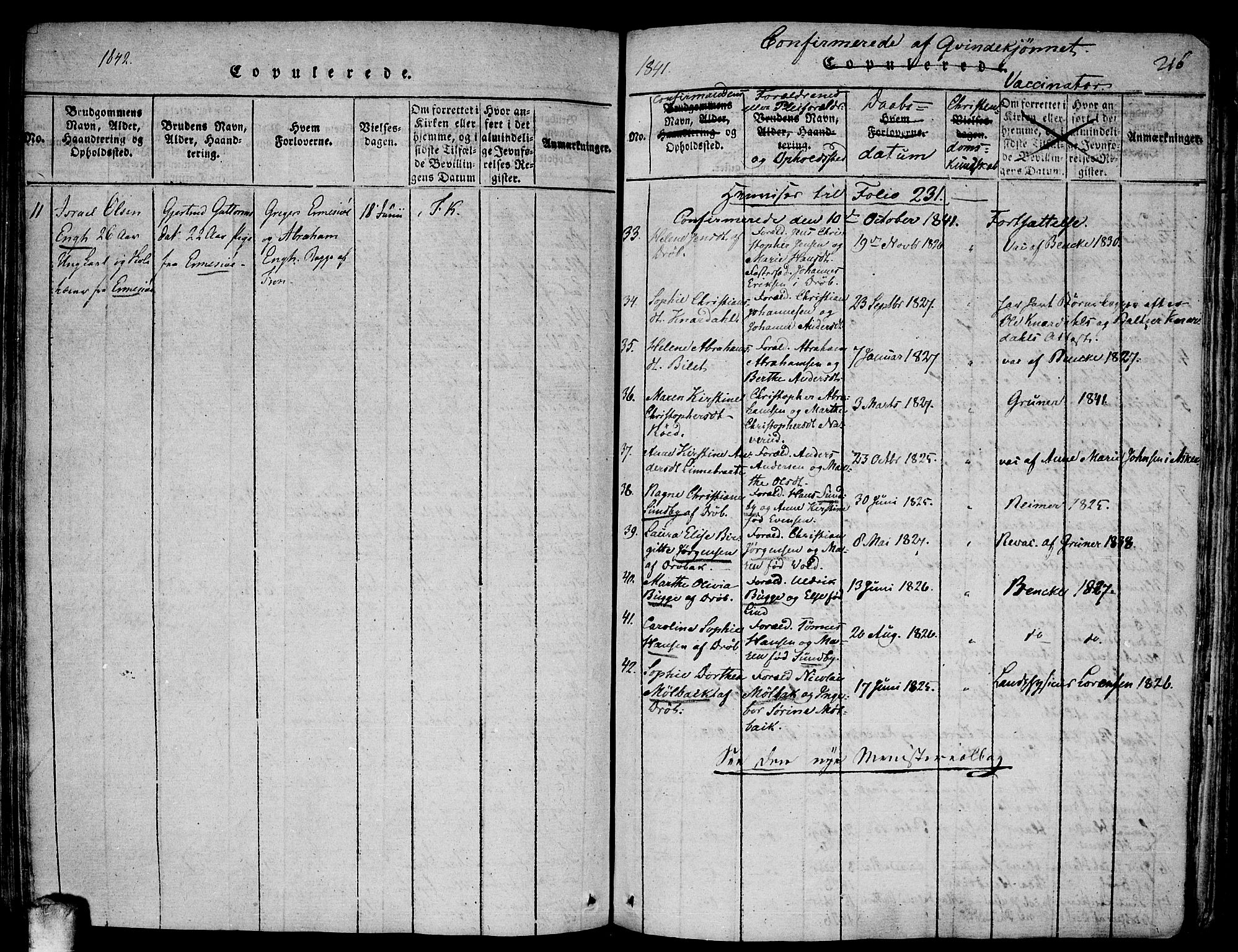 Drøbak prestekontor Kirkebøker, SAO/A-10142a/F/Fa/L0001: Parish register (official) no. I 1, 1816-1842, p. 216