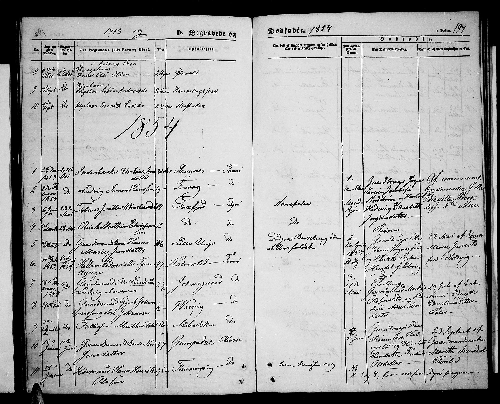 Tranøy sokneprestkontor, SATØ/S-1313/I/Ia/Iab/L0002klokker: Parish register (copy) no. 2, 1847-1860, p. 197