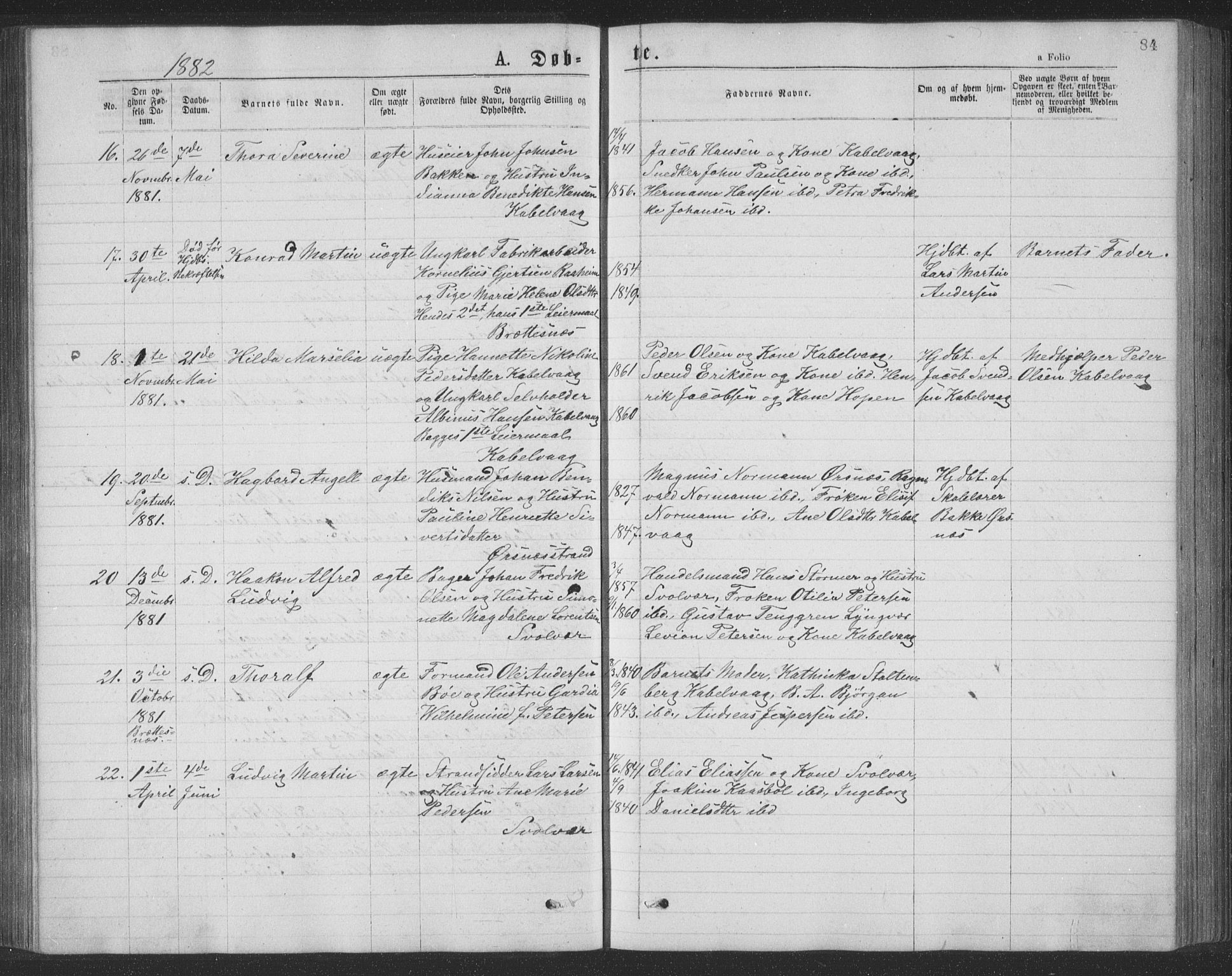 Ministerialprotokoller, klokkerbøker og fødselsregistre - Nordland, AV/SAT-A-1459/874/L1075: Parish register (copy) no. 874C04, 1876-1883, p. 84