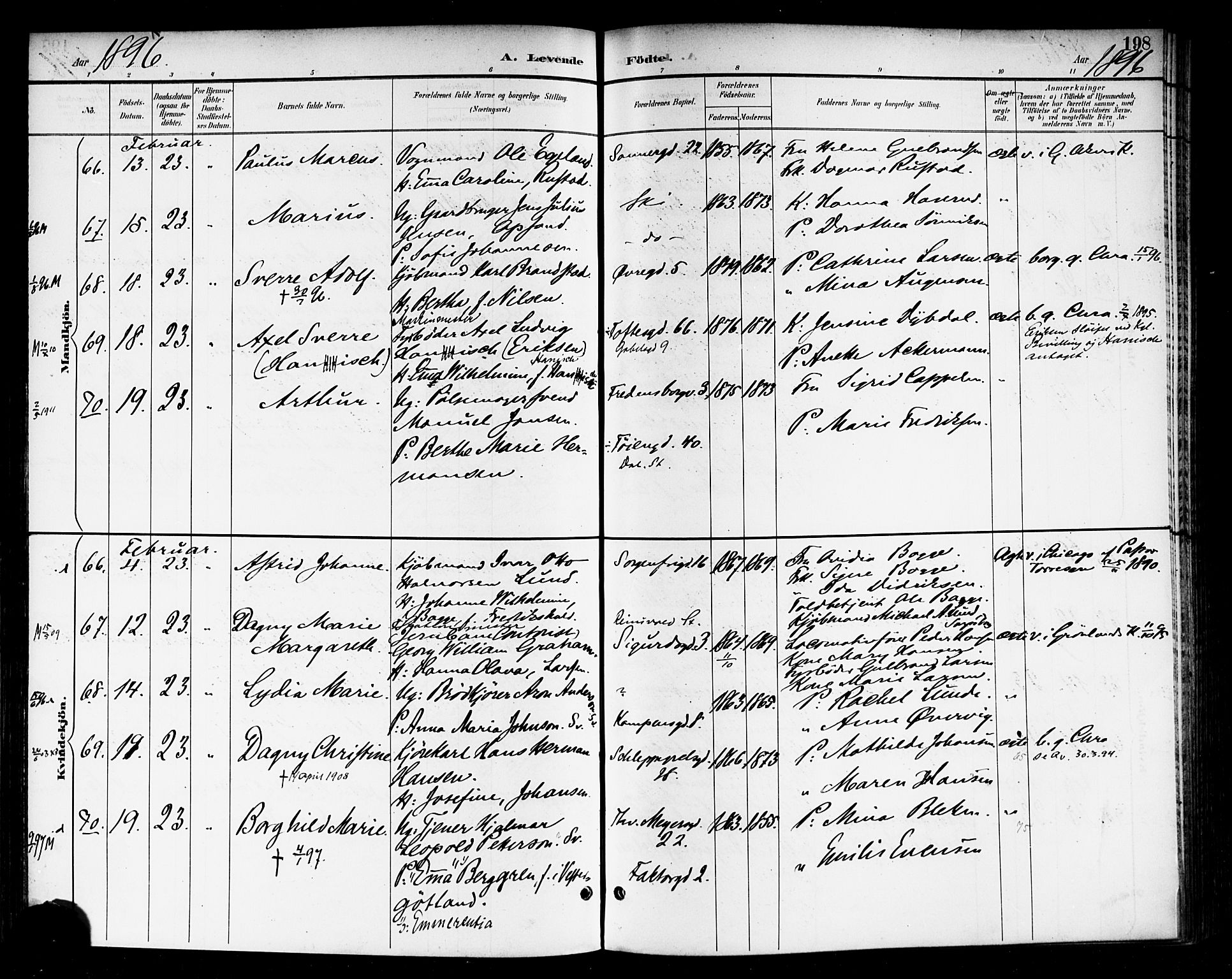 Rikshospitalet prestekontor Kirkebøker, SAO/A-10309b/F/L0009: Parish register (official) no. 9, 1894-1897, p. 198