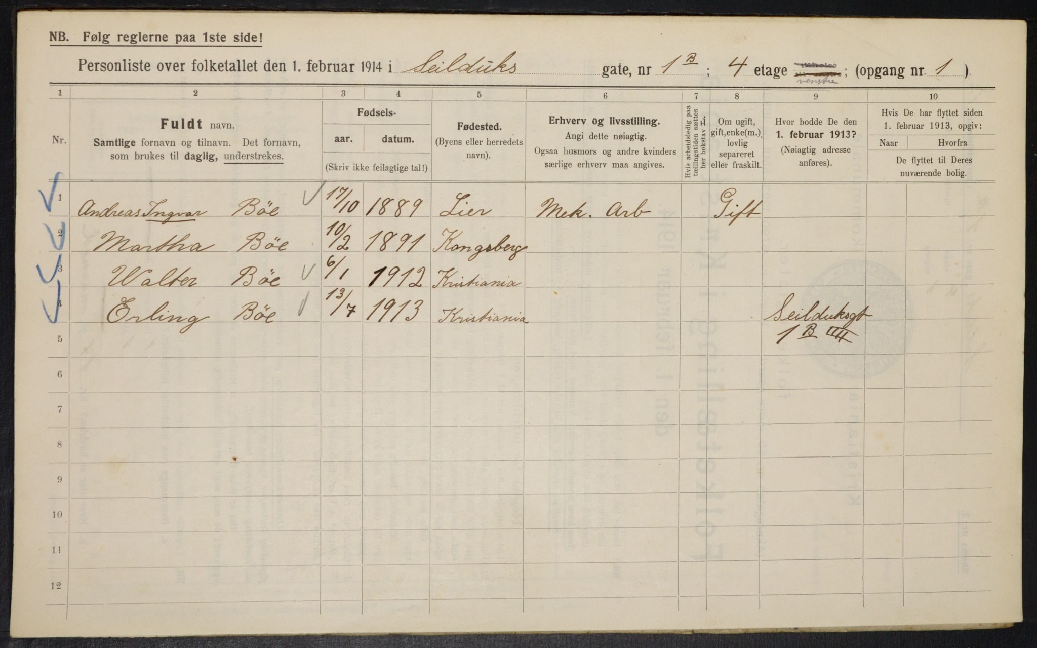 OBA, Municipal Census 1914 for Kristiania, 1914, p. 93652