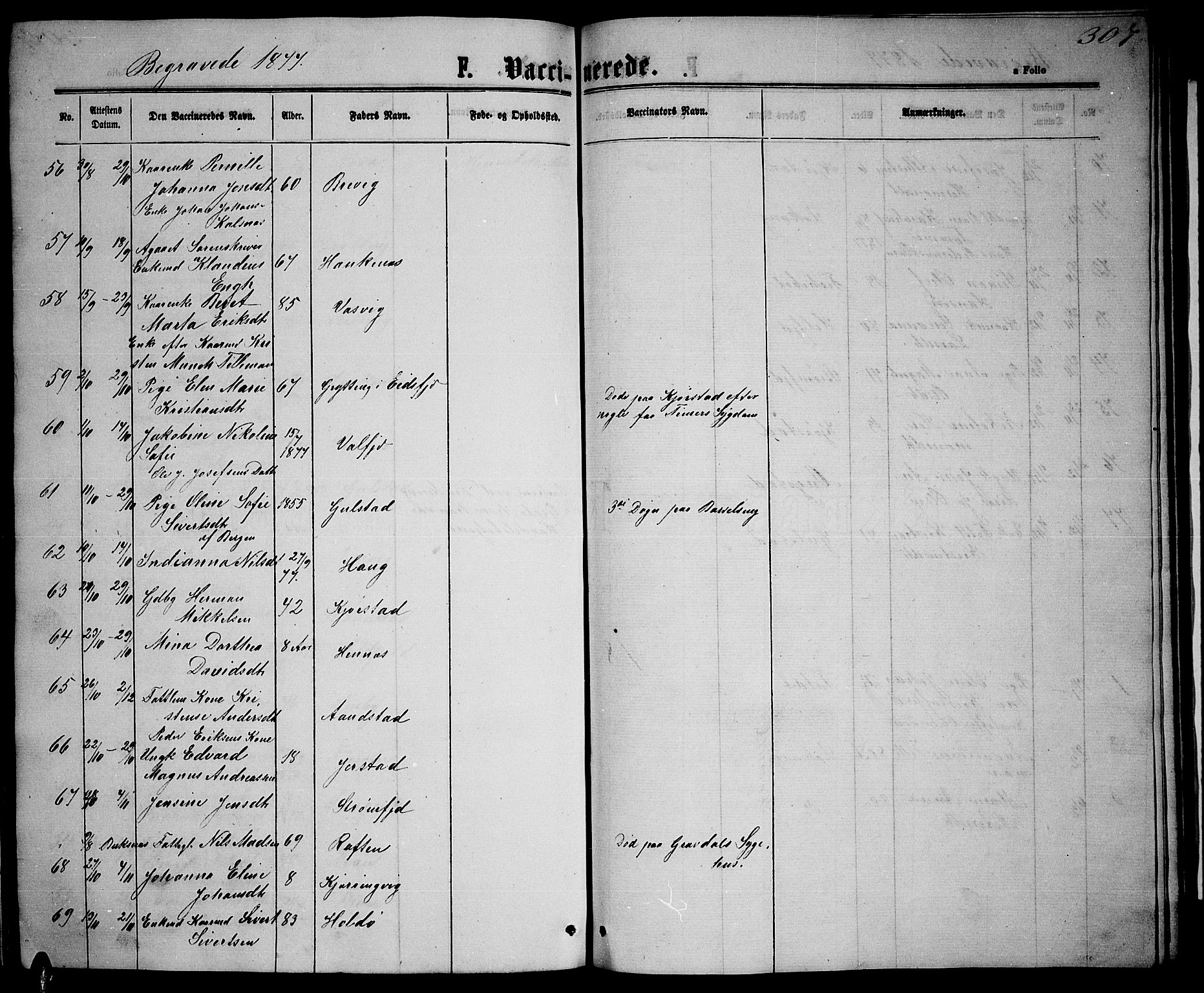 Ministerialprotokoller, klokkerbøker og fødselsregistre - Nordland, AV/SAT-A-1459/888/L1266: Parish register (copy) no. 888C04, 1864-1877, p. 307