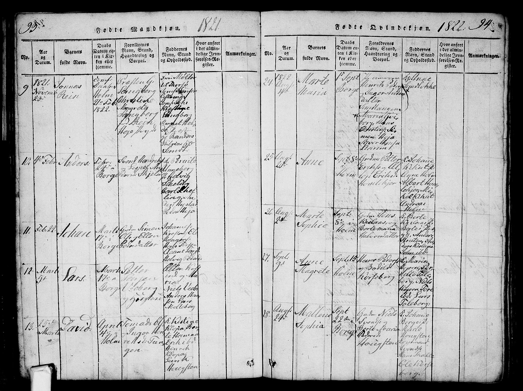 Borge prestekontor Kirkebøker, AV/SAO-A-10903/G/Ga/L0001: Parish register (copy) no.  I 1, 1815-1835, p. 93-94