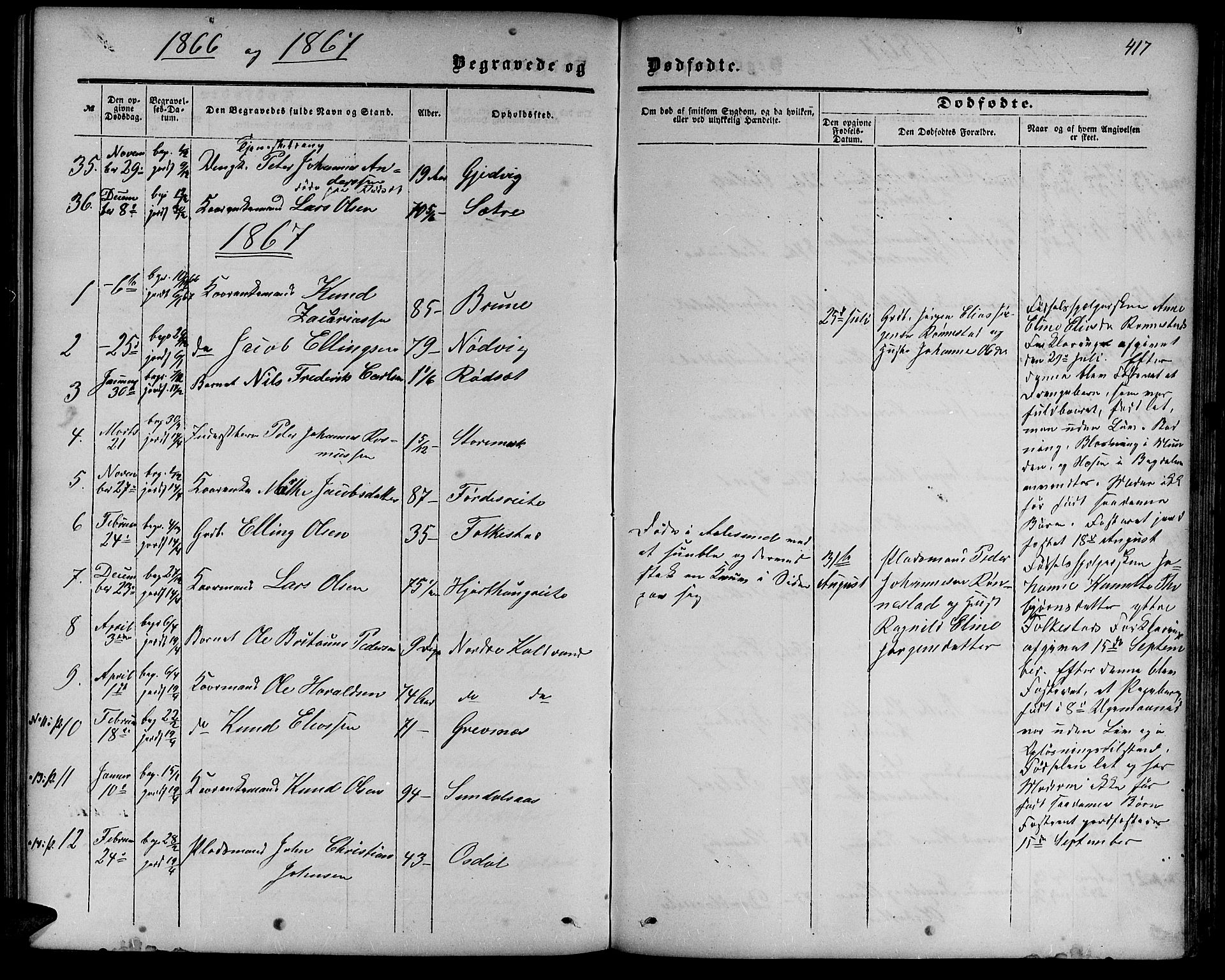 Ministerialprotokoller, klokkerbøker og fødselsregistre - Møre og Romsdal, SAT/A-1454/511/L0157: Parish register (copy) no. 511C03, 1864-1884, p. 417