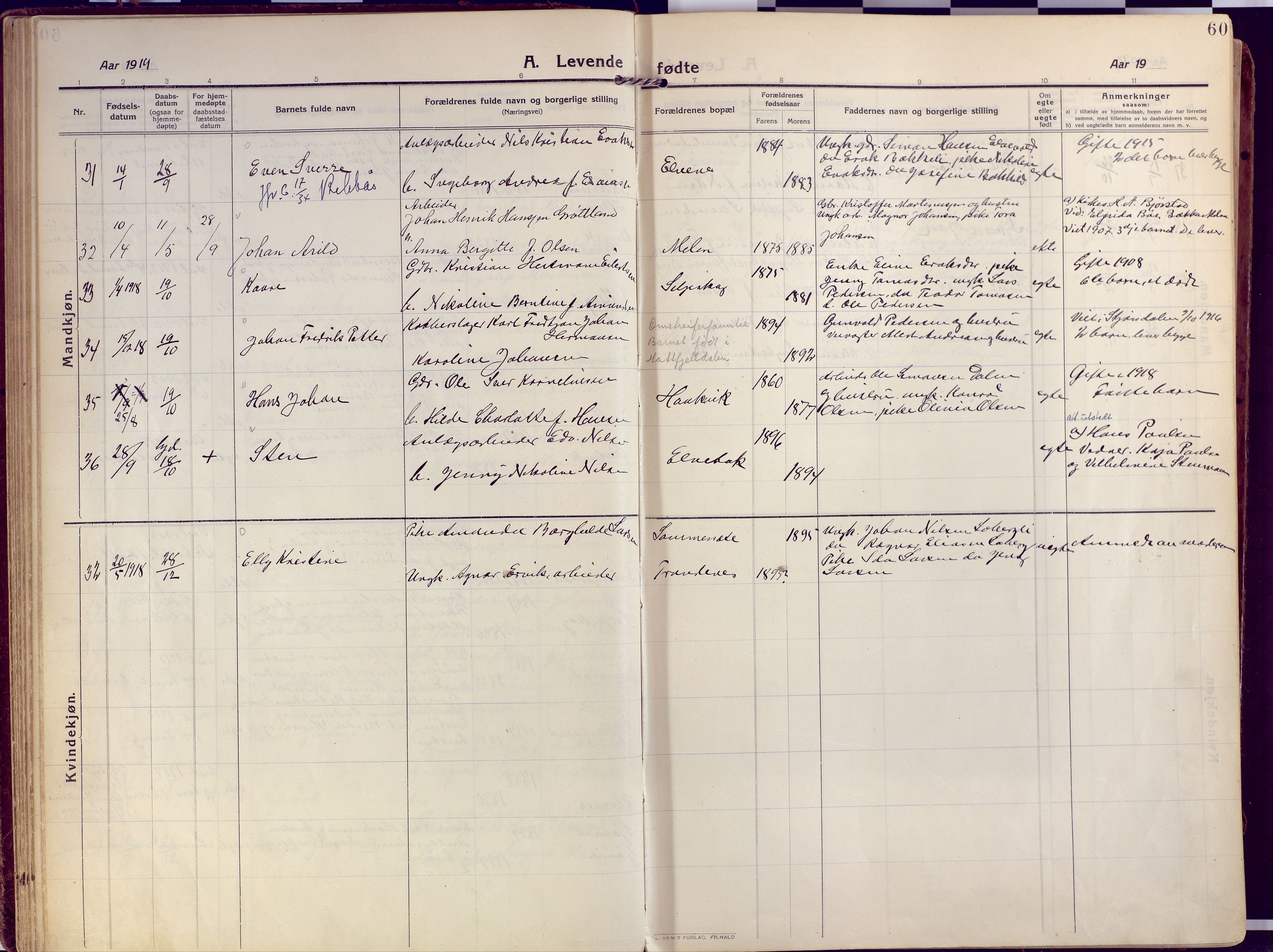 Salangen sokneprestembete, AV/SATØ-S-1324/H/Ha/L0004kirke: Parish register (official) no. 4, 1912-1927, p. 60