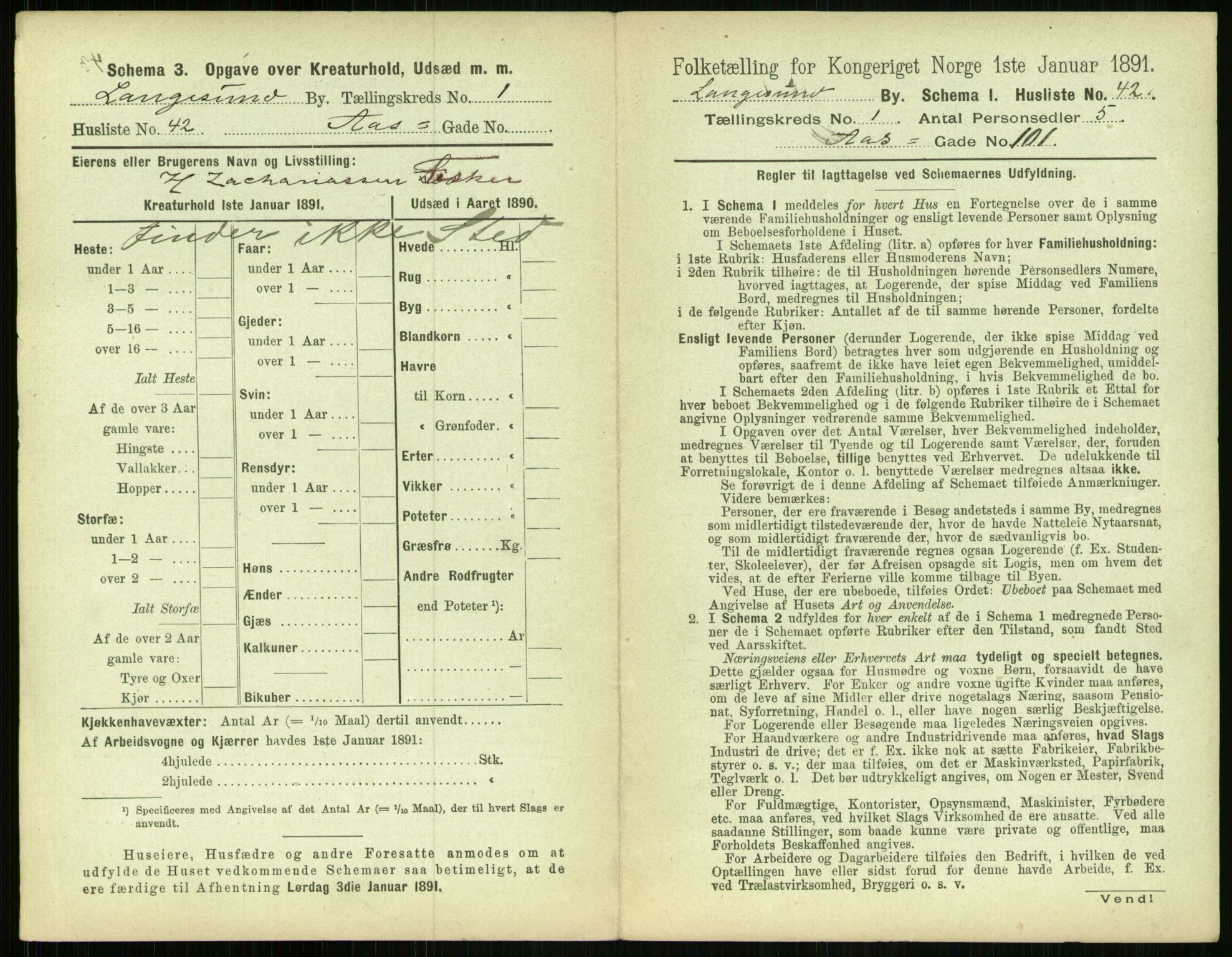 RA, 1891 census for 0802 Langesund, 1891, p. 104