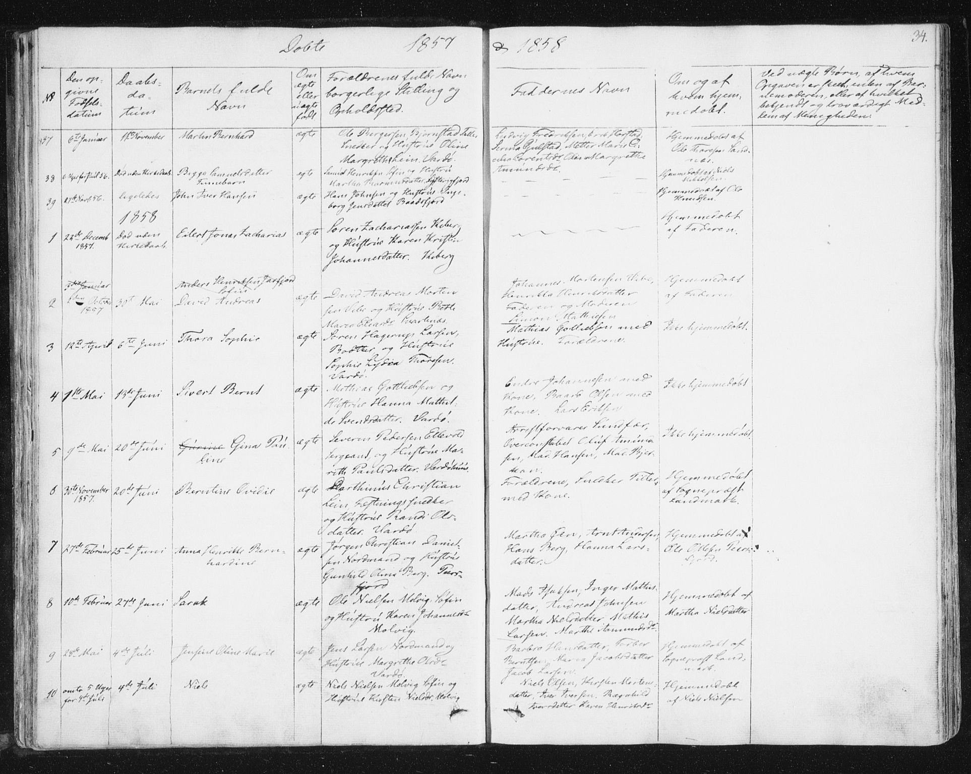 Vardø sokneprestkontor, SATØ/S-1332/H/Ha/L0003kirke: Parish register (official) no. 3, 1843-1861, p. 34